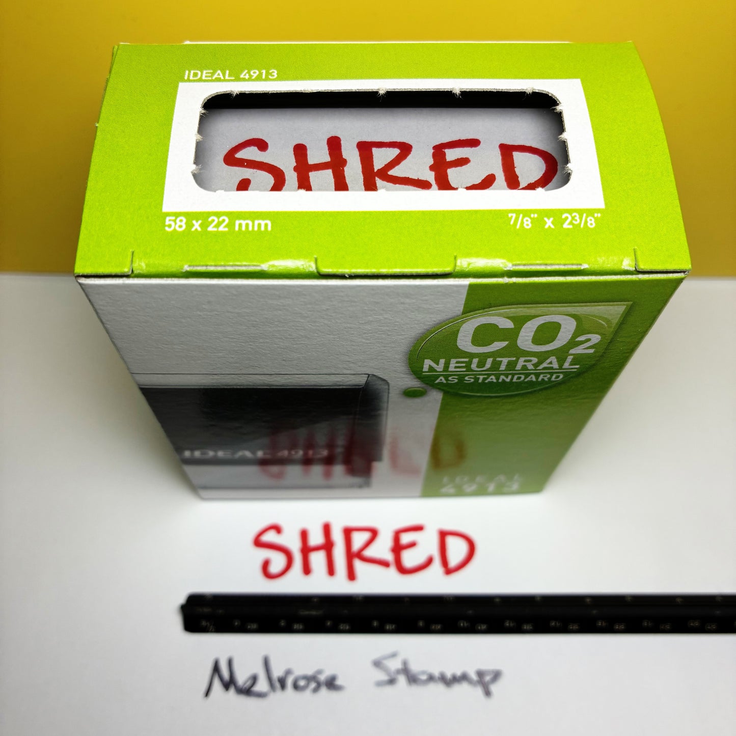 Shred Rubber Stamp Red Ink Self Inking Ideal 4913