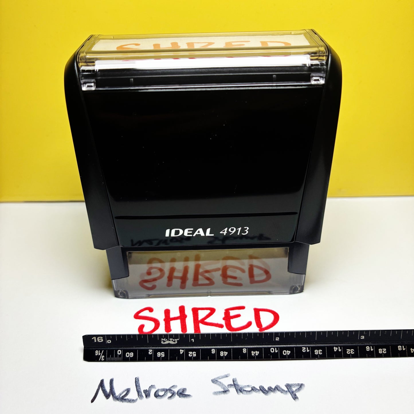 Shred Rubber Stamp Red Ink Self Inking Ideal 4913