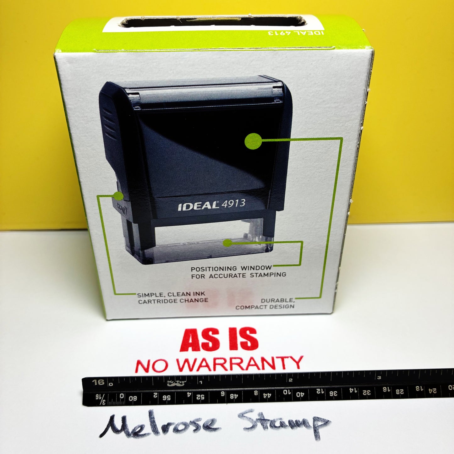 As Is No Warranty Rubber Stamp Red Ink Self Inking Ideal 4913