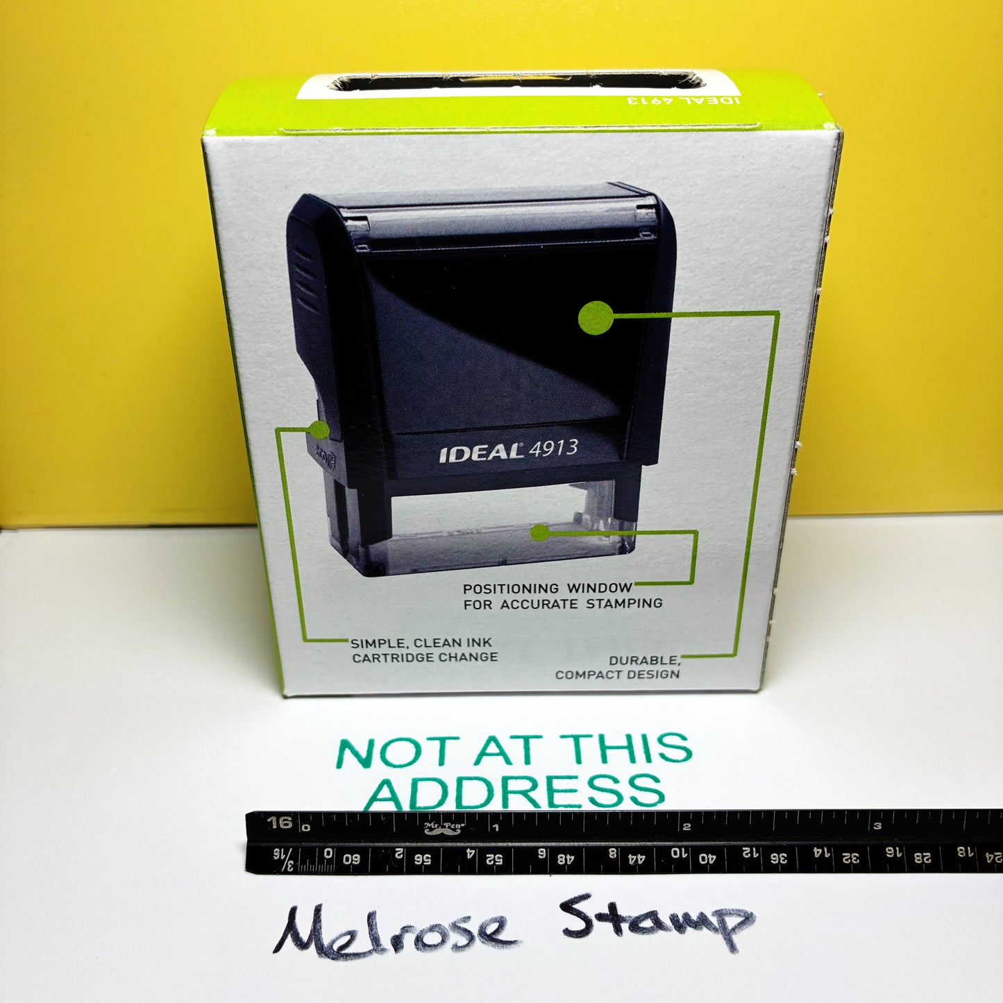 Not At This Address Rubber Stamp Green Ink Self Inking Ideal 4913