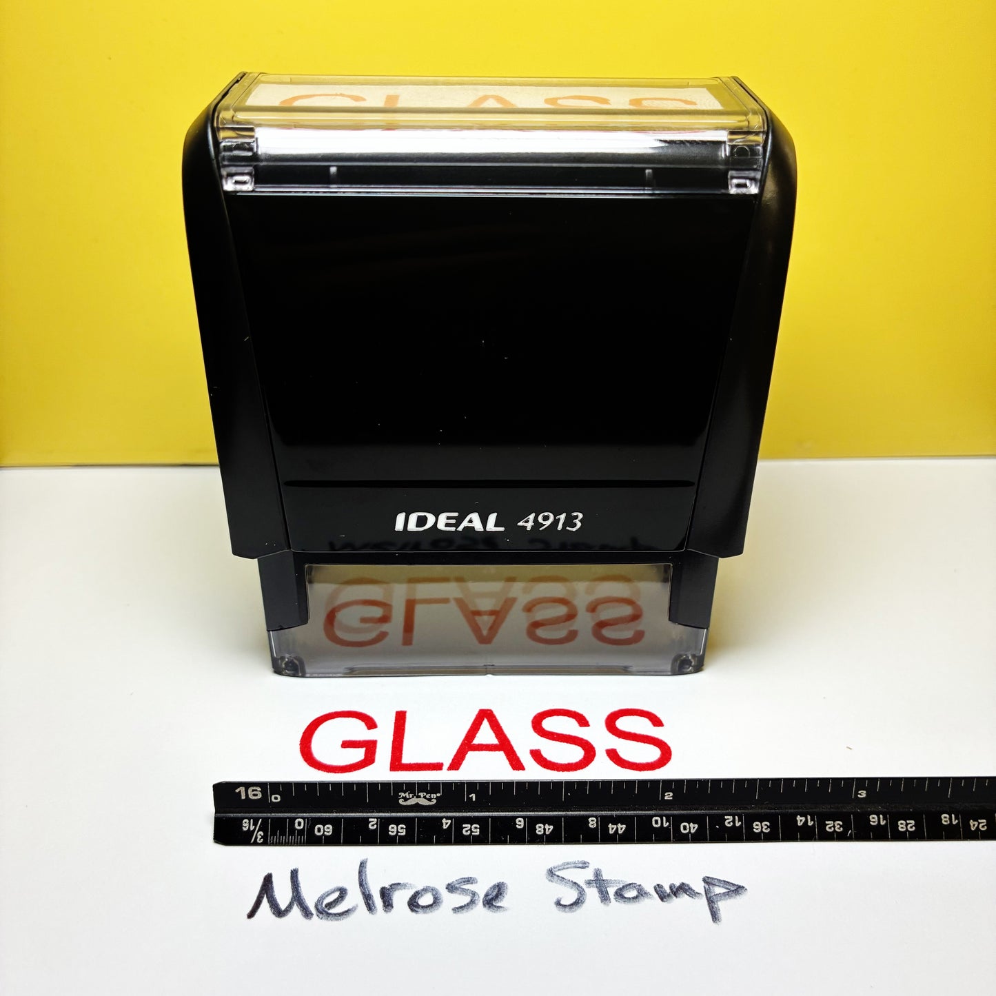 Glass Rubber Stamp Red Ink Self Inking Ideal 4913