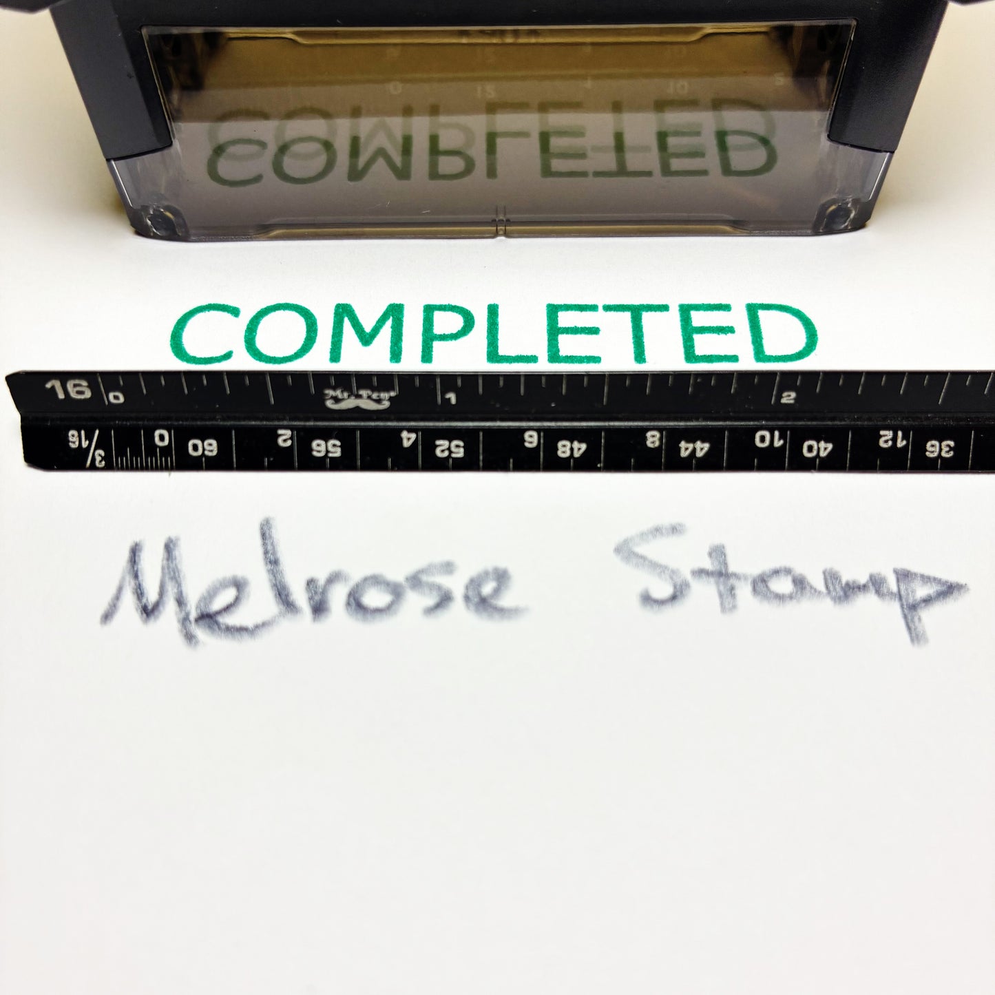 Completed Self Inking Rubber Stamp Green Ink Ideal 4913