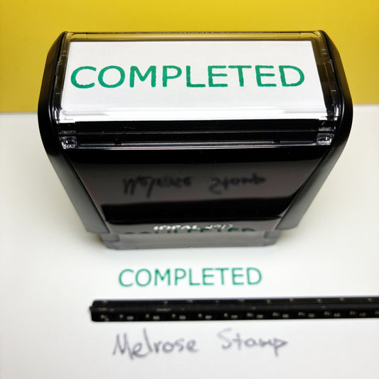 Completed Self Inking Rubber Stamp Green Ink Ideal 4913