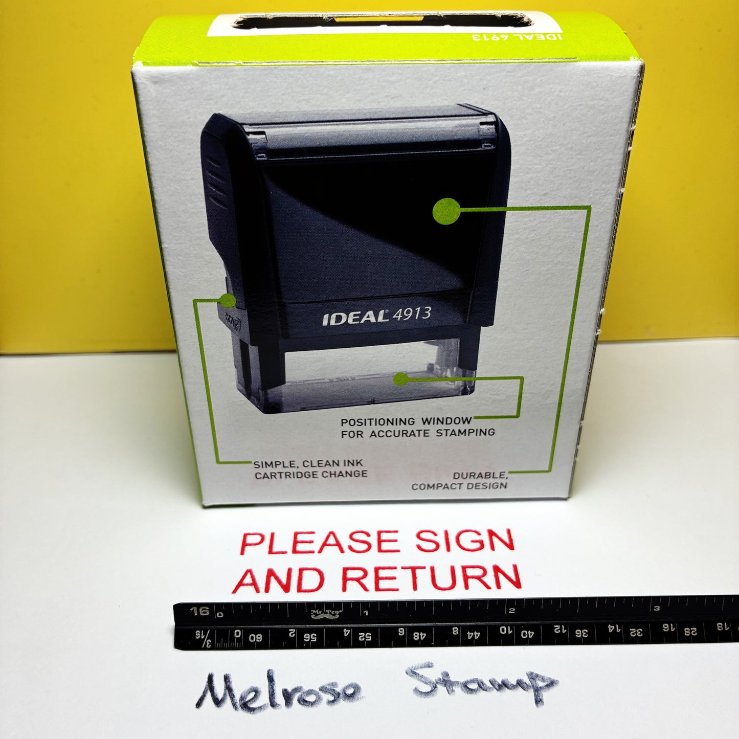 Please Sign And Return Rubber Stamp Red Ink Self Inking Ideal 4913