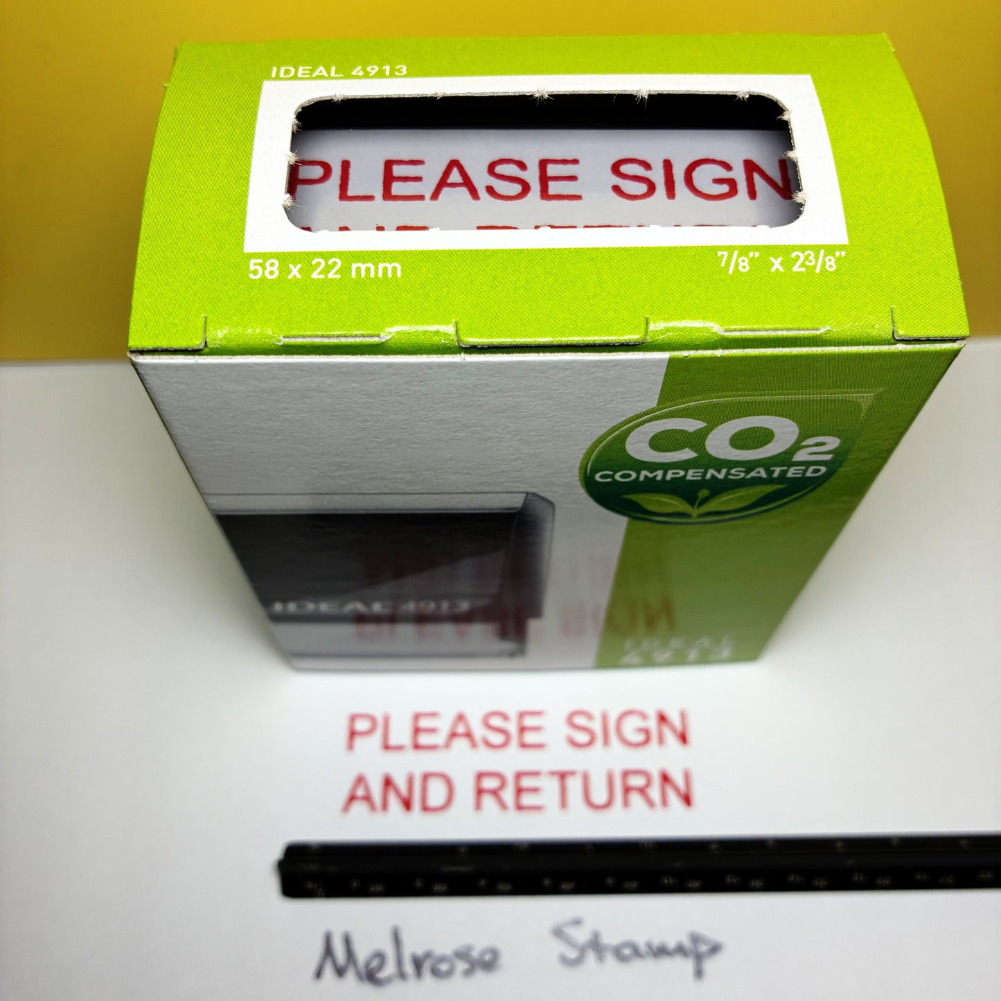 Please Sign And Return Rubber Stamp Red Ink Self Inking Ideal 4913