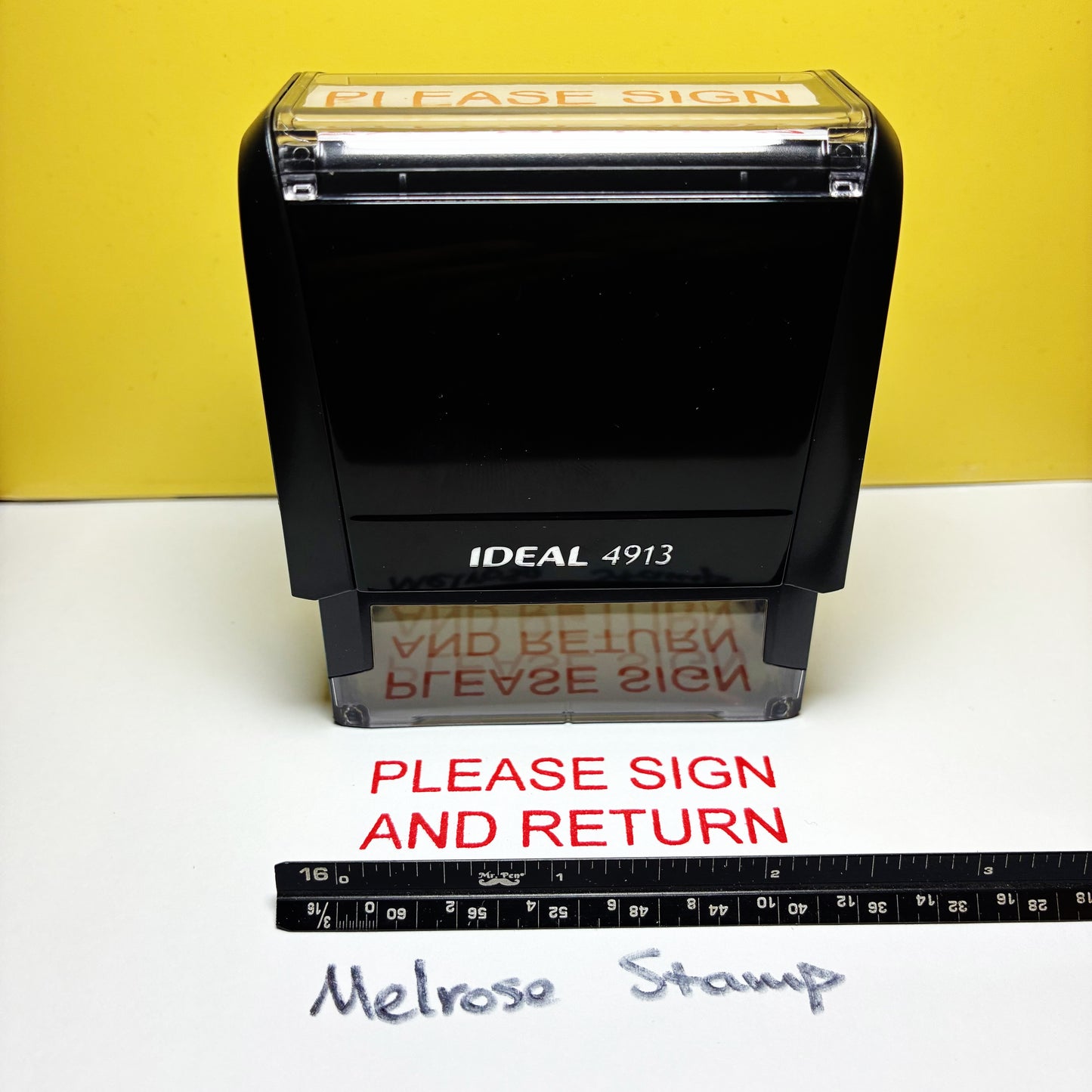 Please Sign And Return Rubber Stamp Red Ink Self Inking Ideal 4913