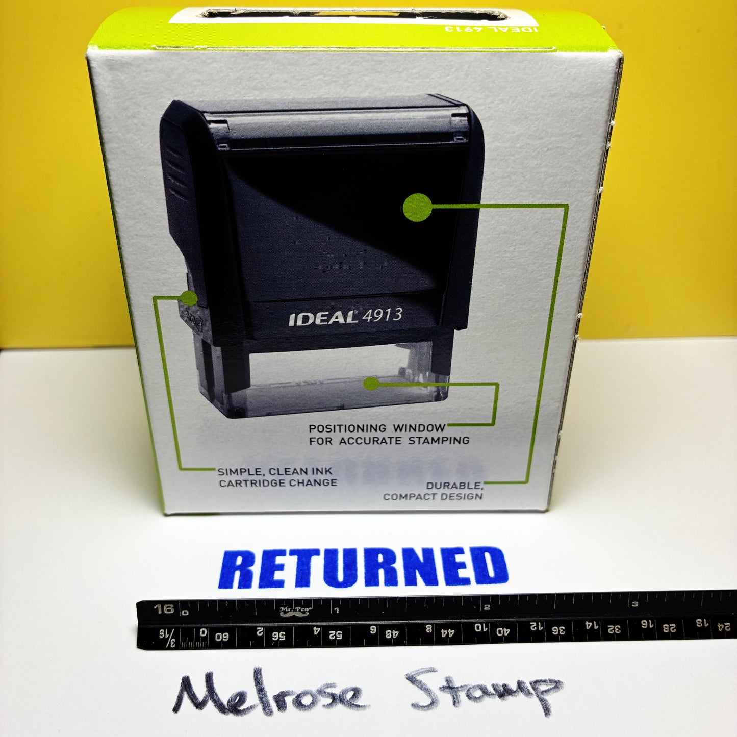 Returned Rubber Stamp Blue Ink Self Inking Ideal 4913