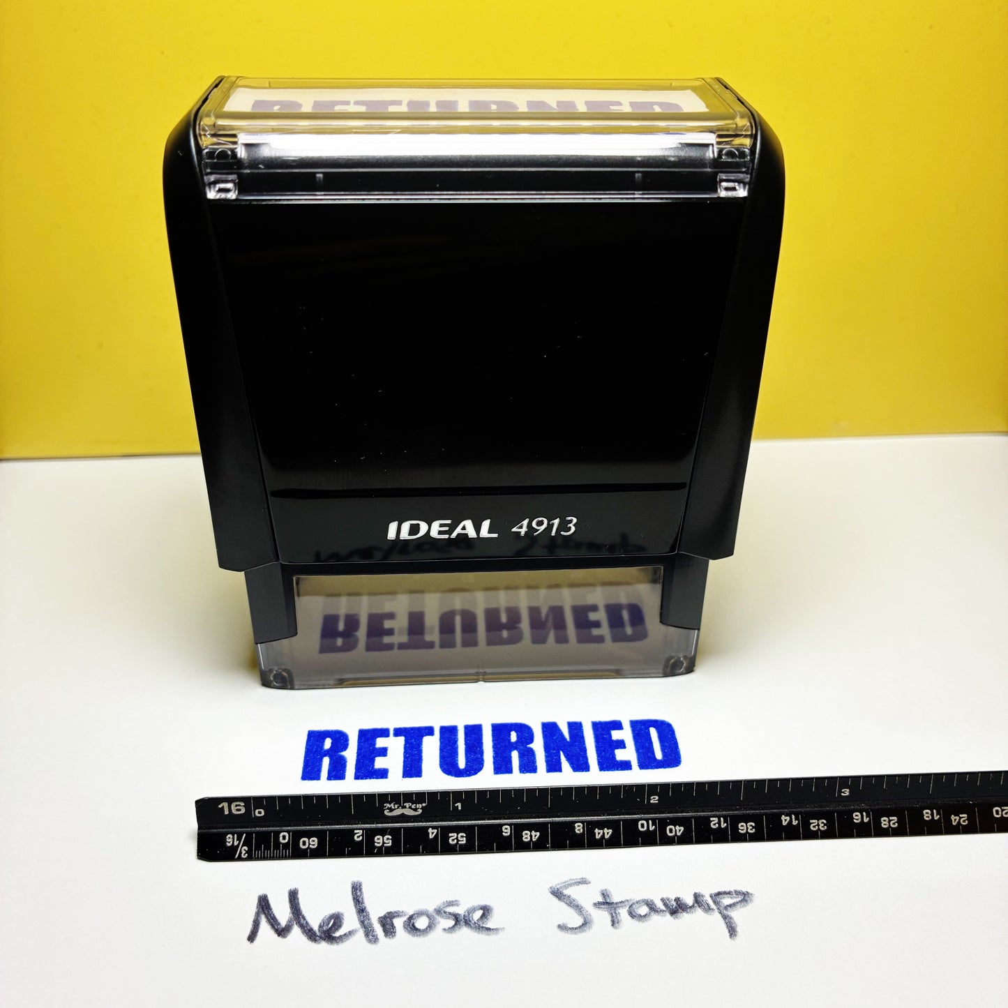 Returned Rubber Stamp Blue Ink Self Inking Ideal 4913