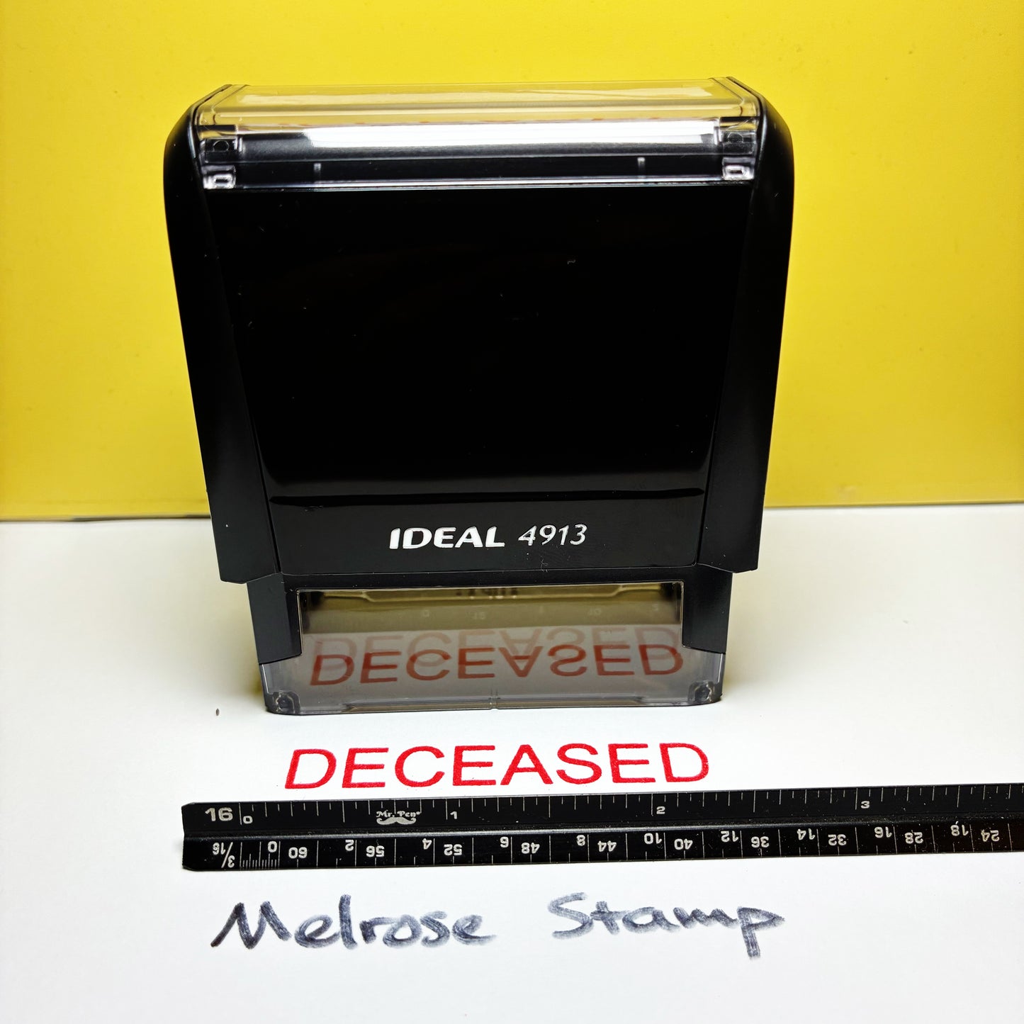 Deceased Rubber Stamp Red Ink Self Inking Ideal 4913