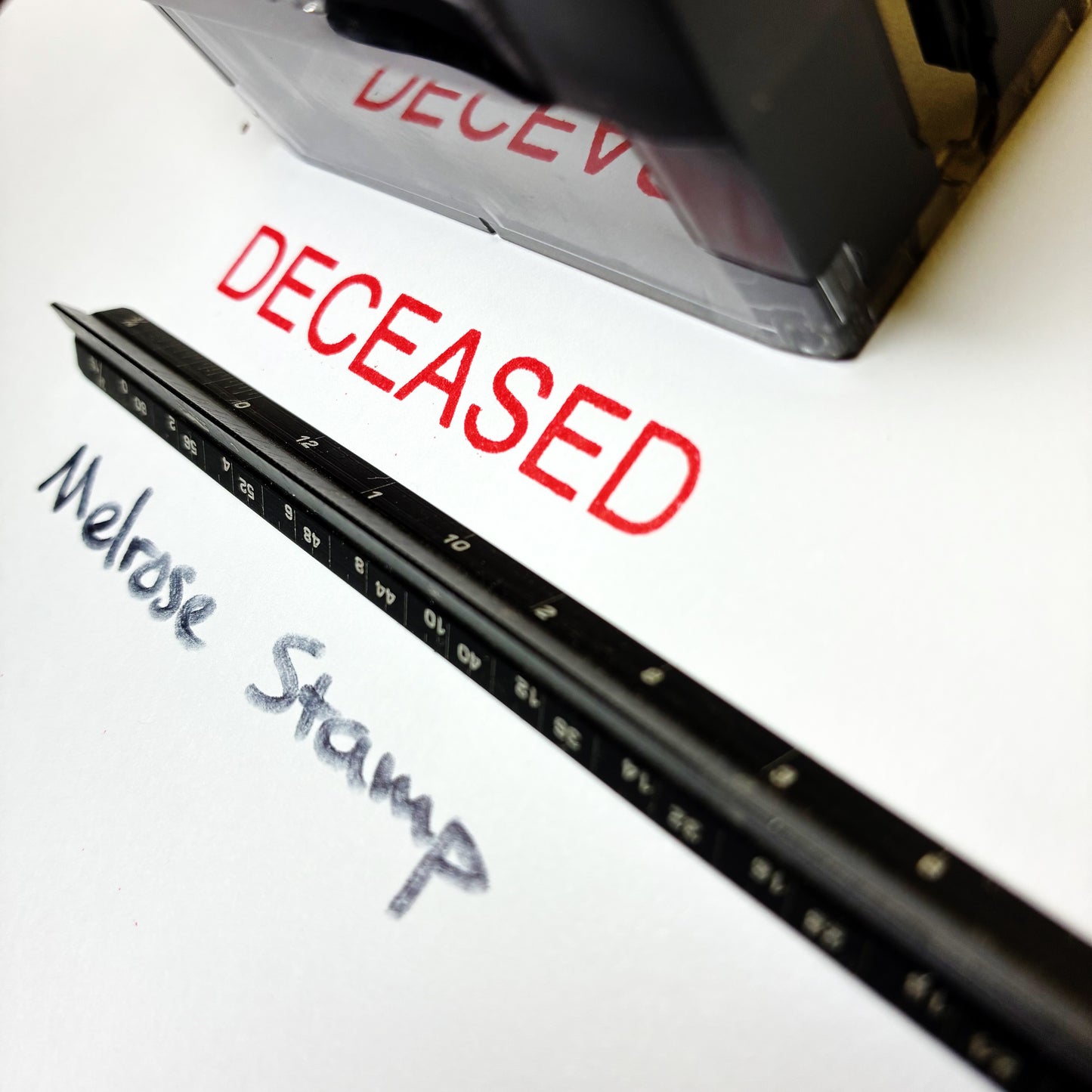 Deceased Rubber Stamp Red Ink Self Inking Ideal 4913