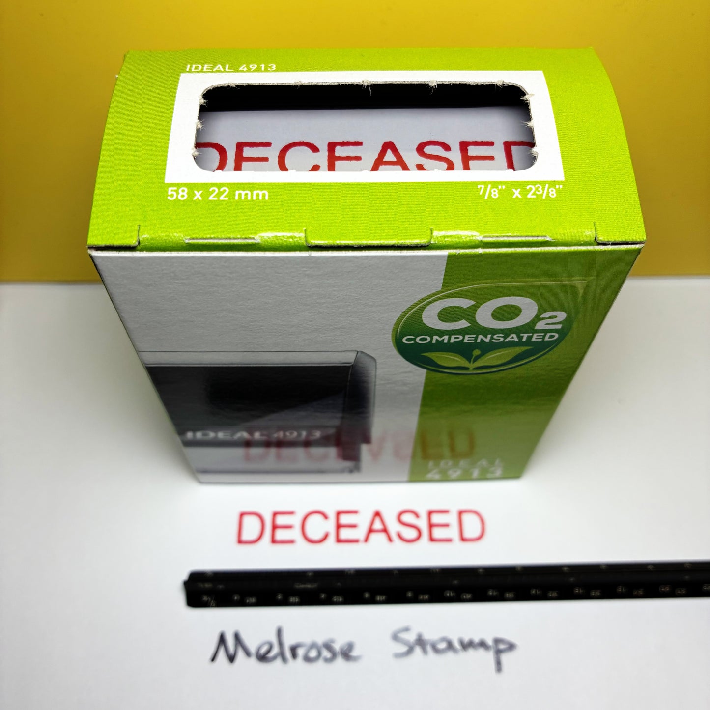 Deceased Rubber Stamp Red Ink Self Inking Ideal 4913