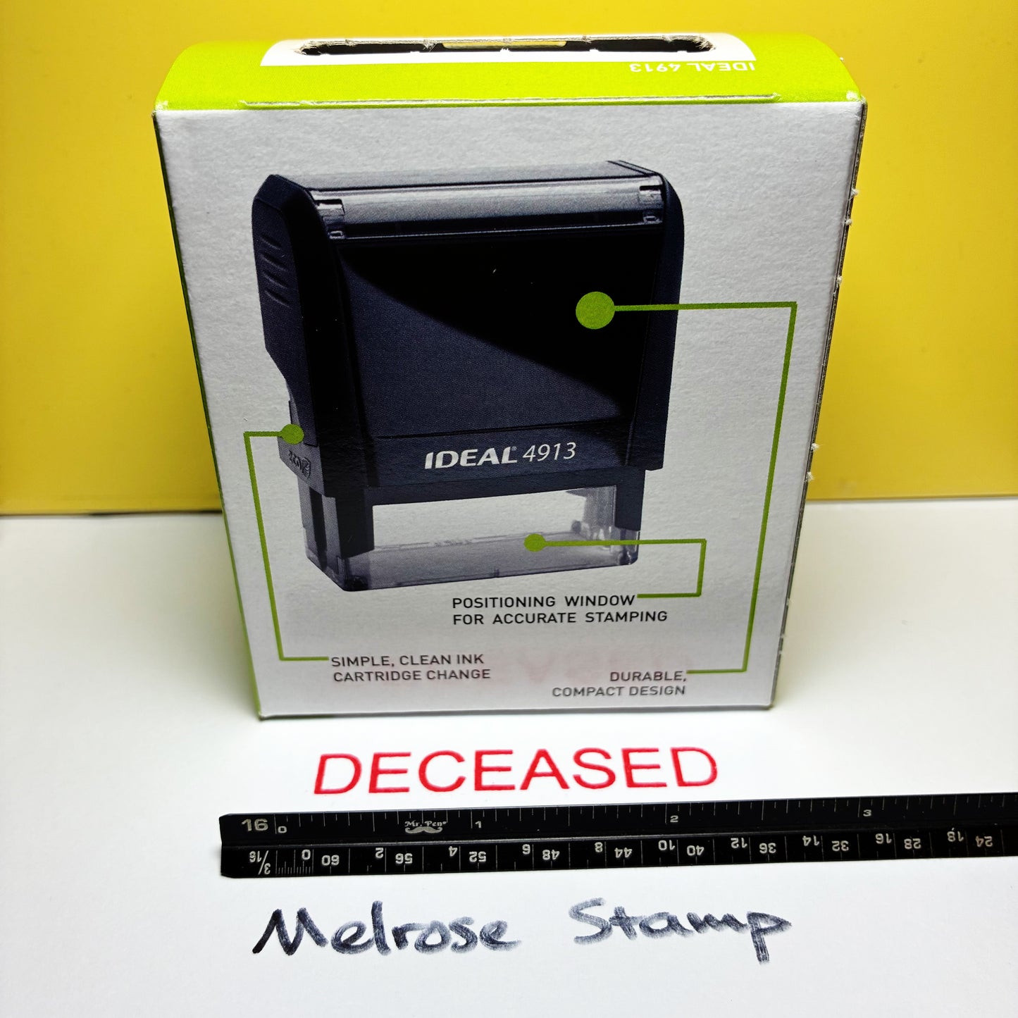 Deceased Rubber Stamp Red Ink Self Inking Ideal 4913