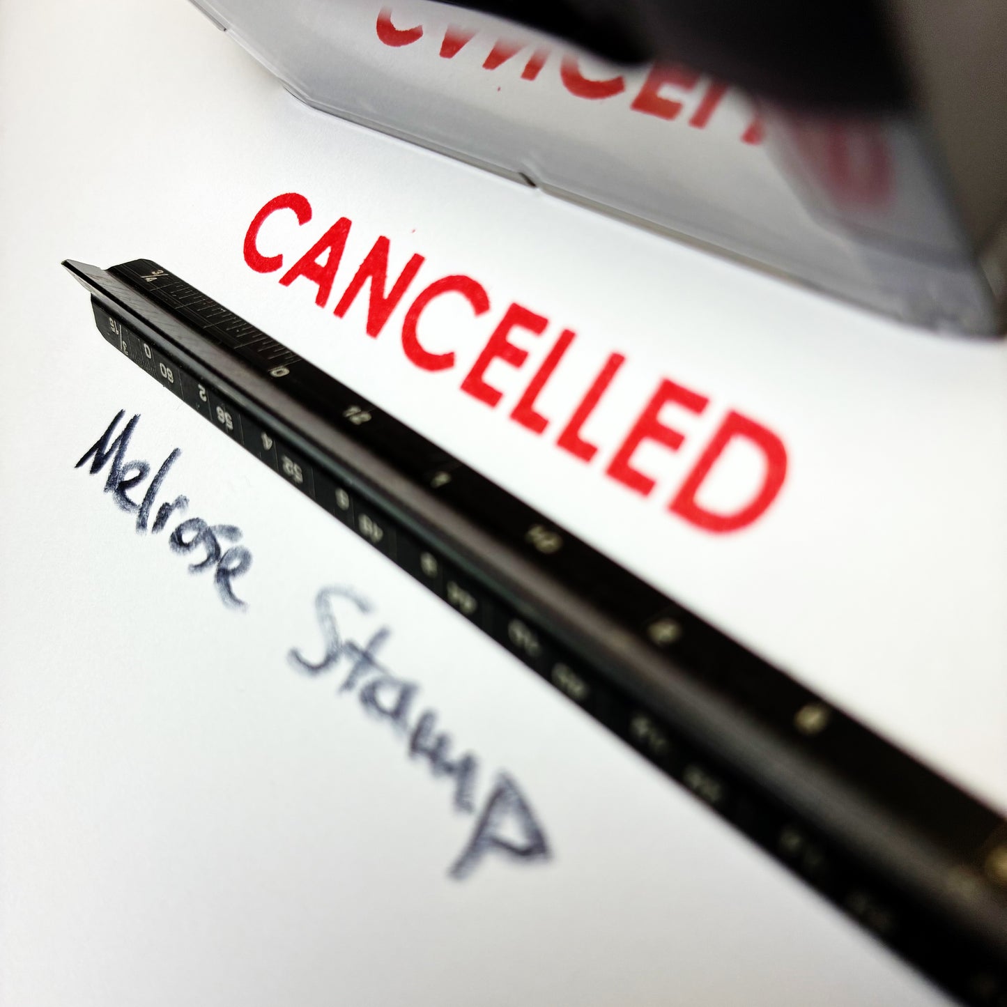 Cancelled Rubber Stamp Red Ink Self Inking Ideal 4913