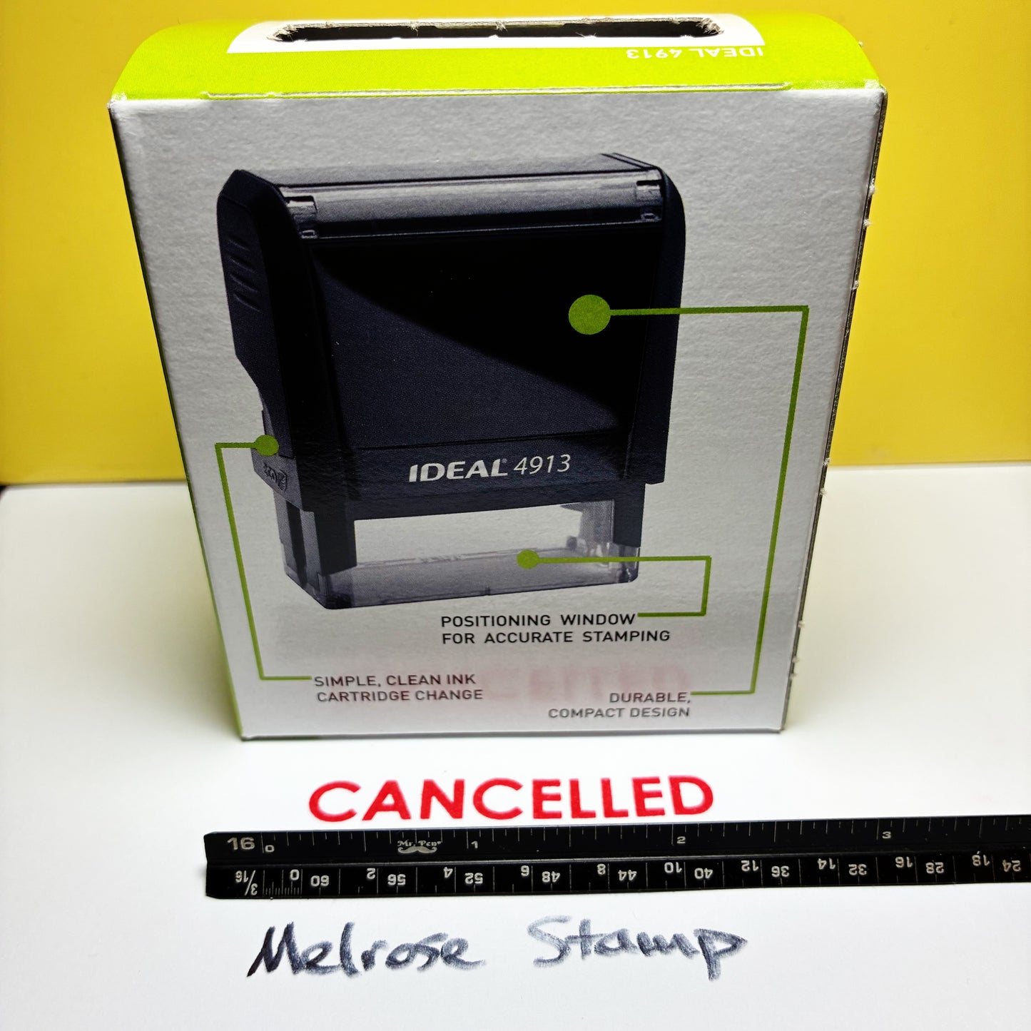 Cancelled Rubber Stamp Red Ink Self Inking Ideal 4913