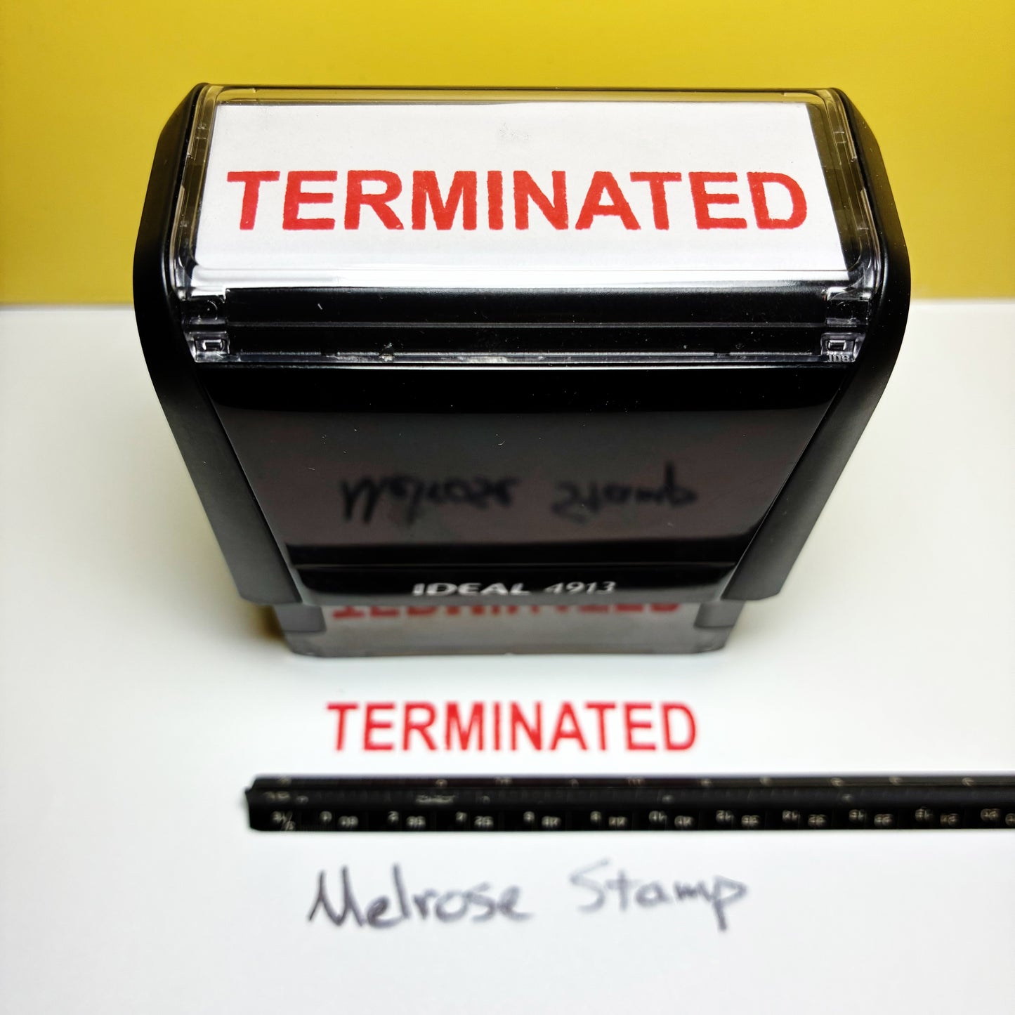Terminated Rubber Stamp Red Ink Self Inking Ideal 4913