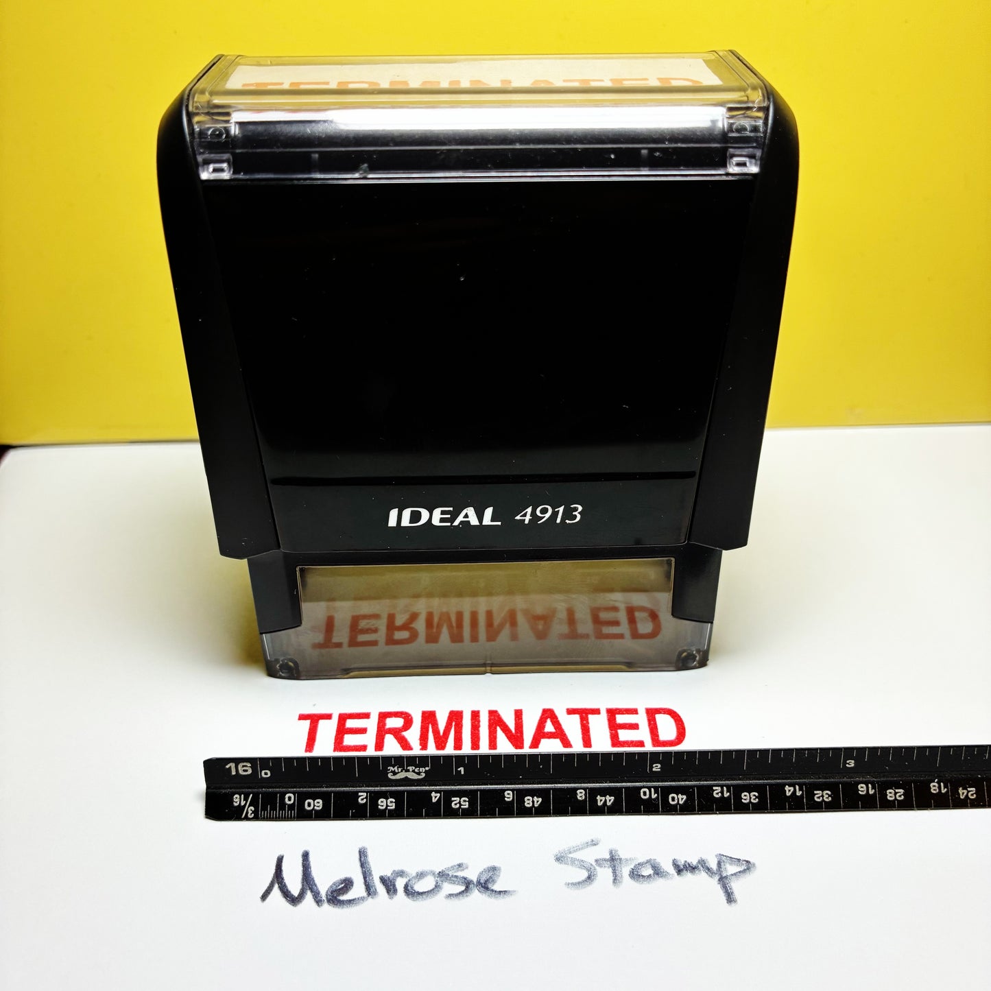 Terminated Rubber Stamp Red Ink Self Inking Ideal 4913
