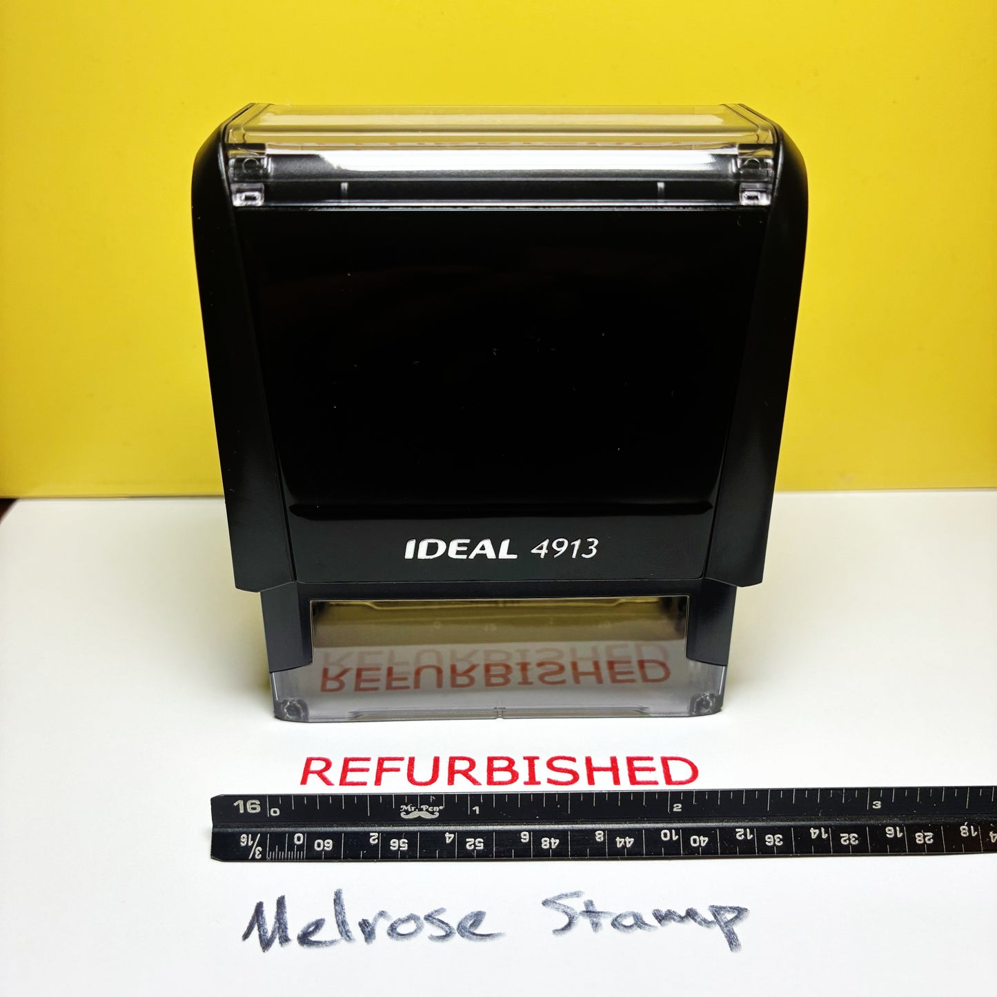 Refurbished Rubber Stamp Self Inking Red Ink Ideal 4913