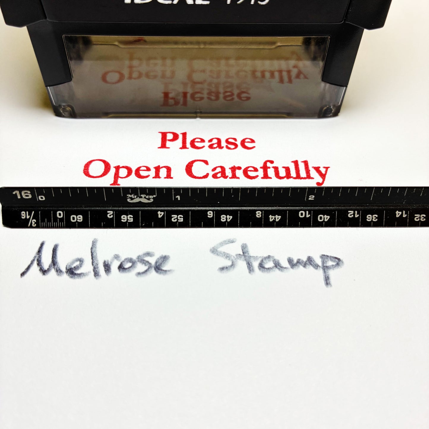 Please Open Carefully Rubber Stamp Red Ink Self Inking Large Ideal 4913