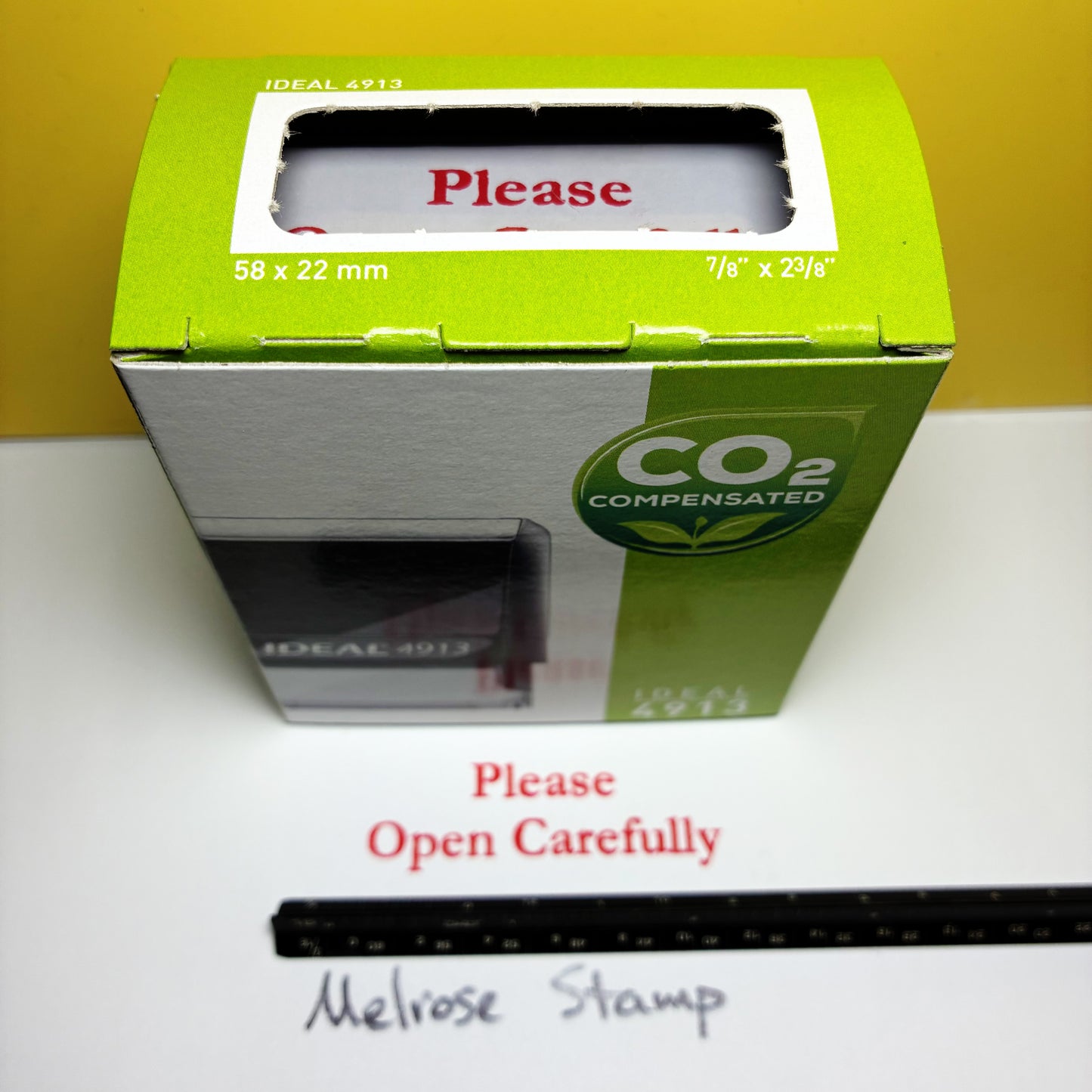 Please Open Carefully Rubber Stamp Red Ink Self Inking Large Ideal 4913