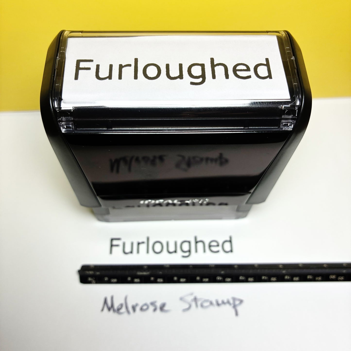 Furloughed Rubber Stamp Black Ink Self Inking Ideal 4913