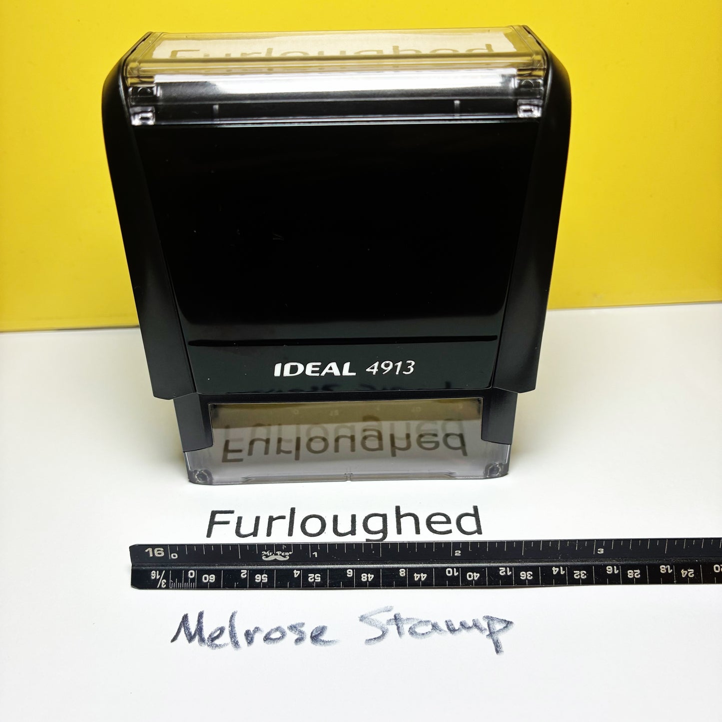 Furloughed Rubber Stamp Black Ink Self Inking Ideal 4913