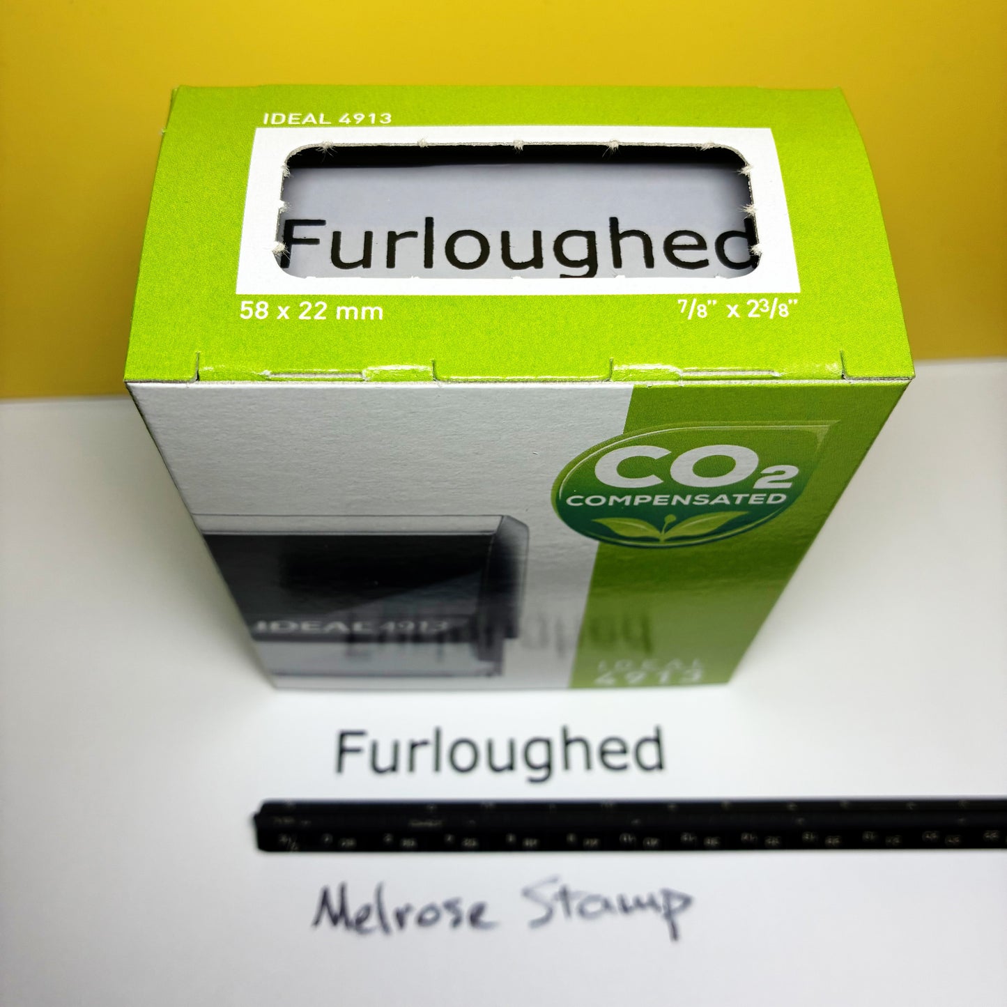 Furloughed Rubber Stamp Black Ink Self Inking Ideal 4913