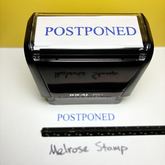 Postponed Rubber Stamp Blue Ink Self Inking Ideal 4913