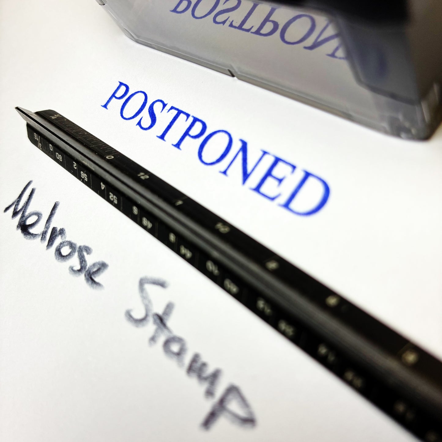 Postponed Rubber Stamp Blue Ink Self Inking Ideal 4913