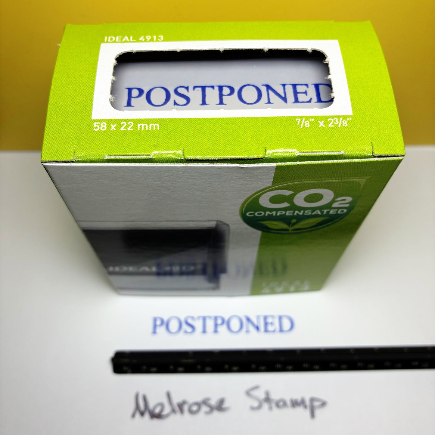Postponed Rubber Stamp Blue Ink Self Inking Ideal 4913
