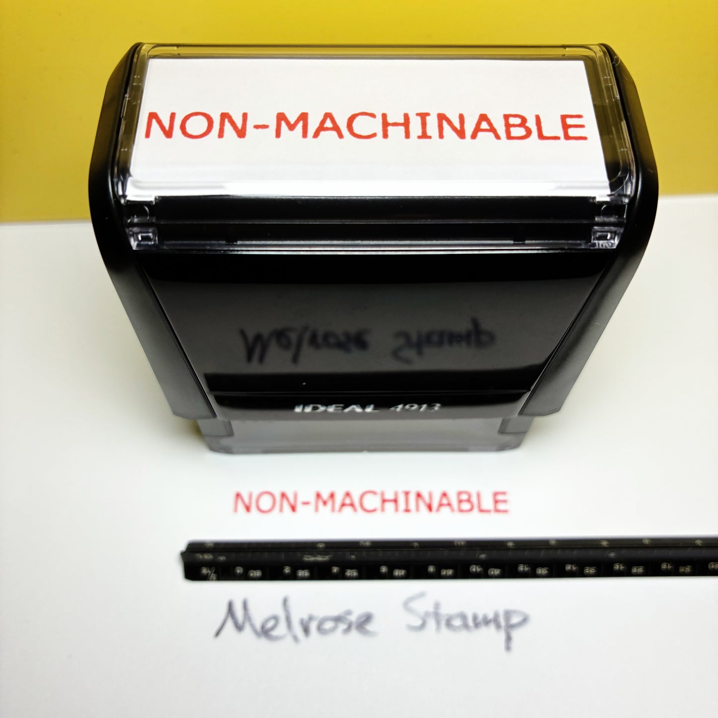 Nonmachinable Rubber Stamp Red Ink Self Inking Ideal 4913 Non-Machinable
