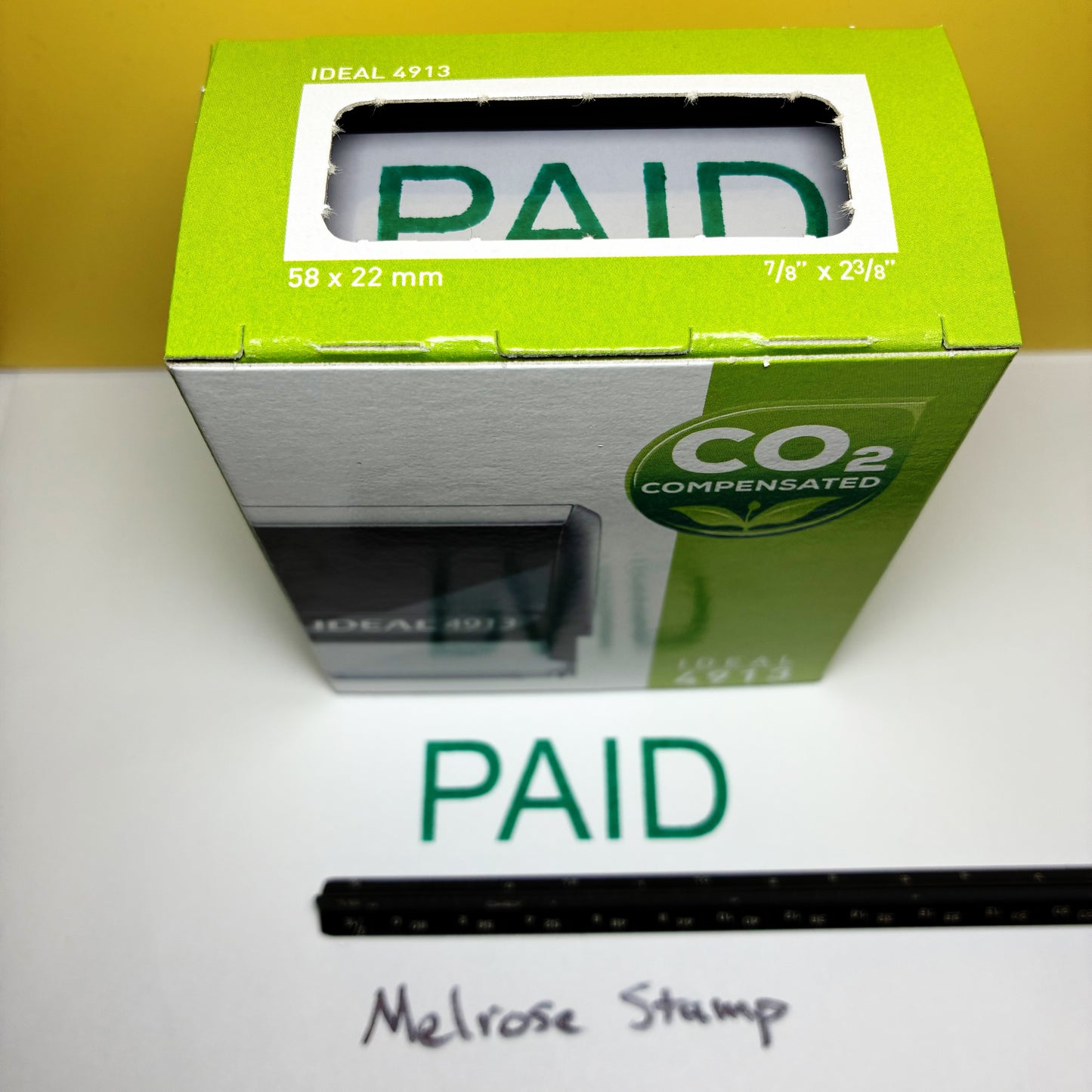 Paid Rubber Stamp Green Ink Self Inking Ideal 4913