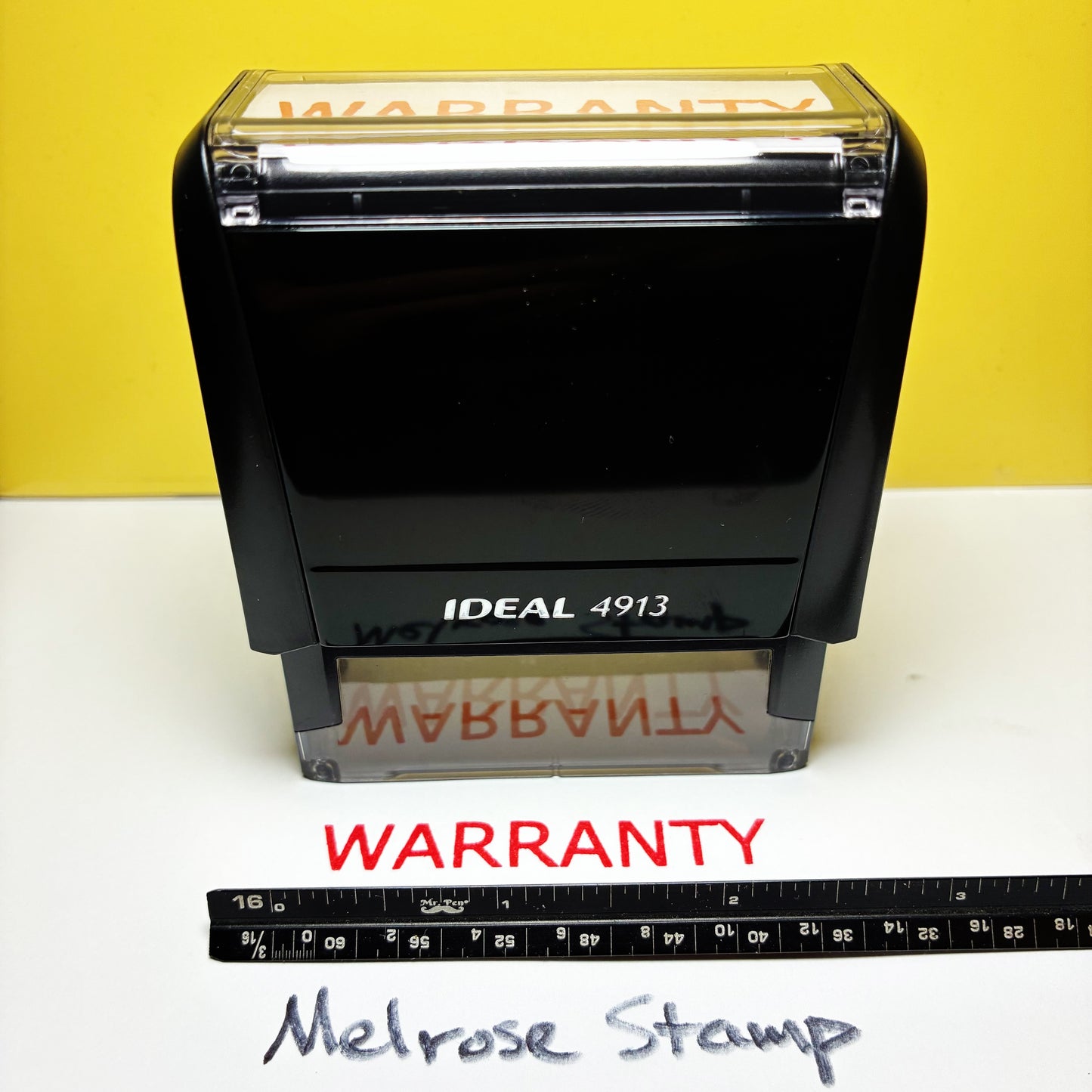 Warranty Rubber Stamp Red Ink Self Inking Ideal 4913