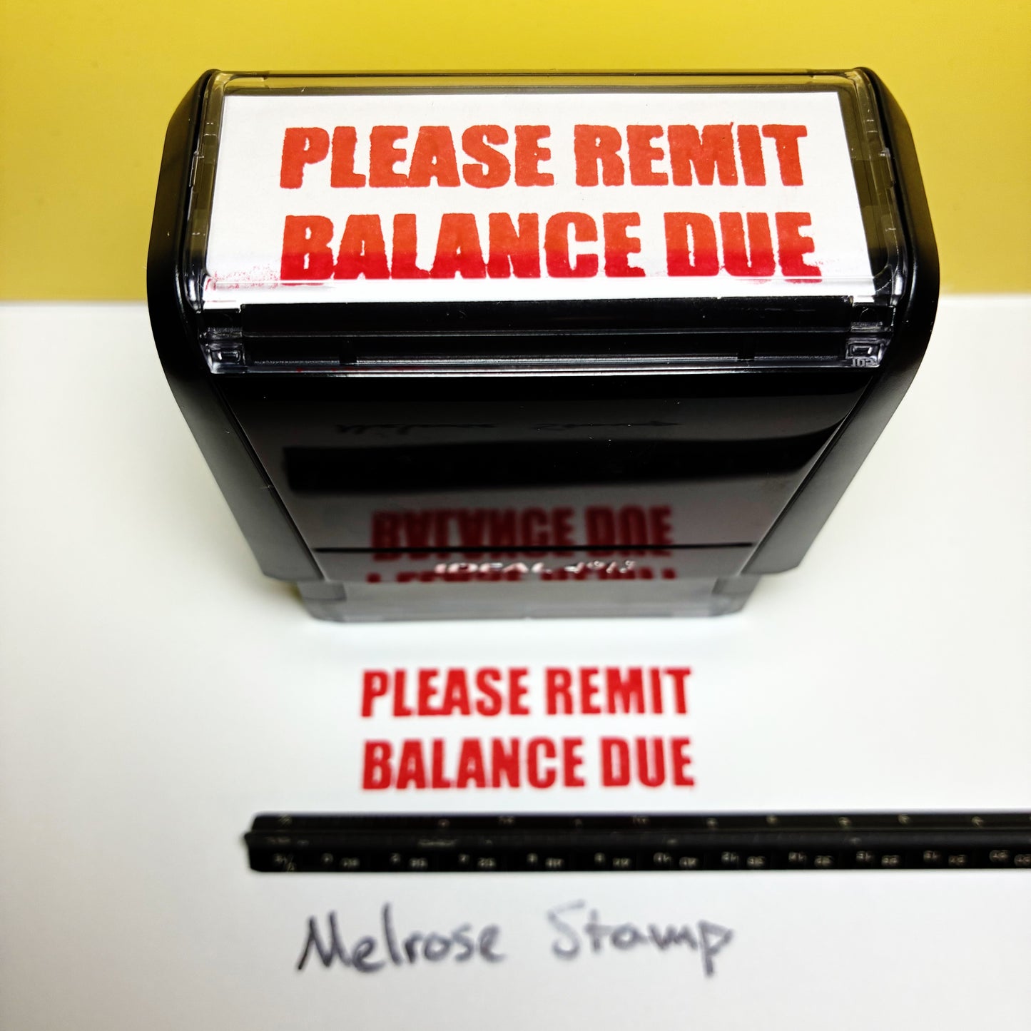 Please Remit Balance Due Rubber Stamp Red Ink Self Inking Ideal 4913