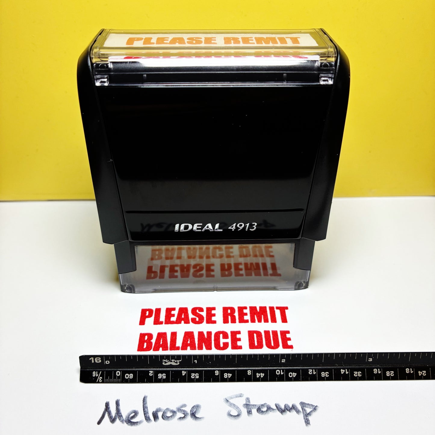 Please Remit Balance Due Rubber Stamp Red Ink Self Inking Ideal 4913