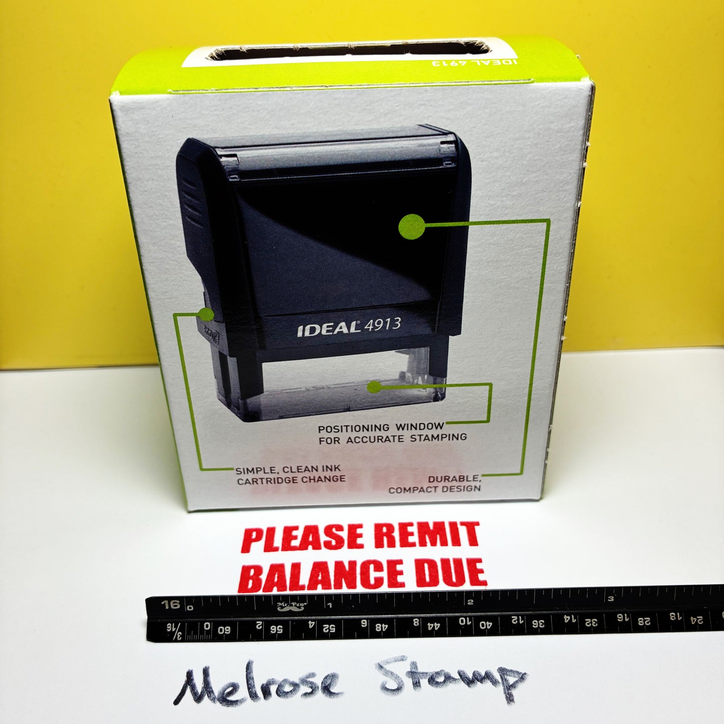 Please Remit Balance Due Rubber Stamp Red Ink Self Inking Ideal 4913