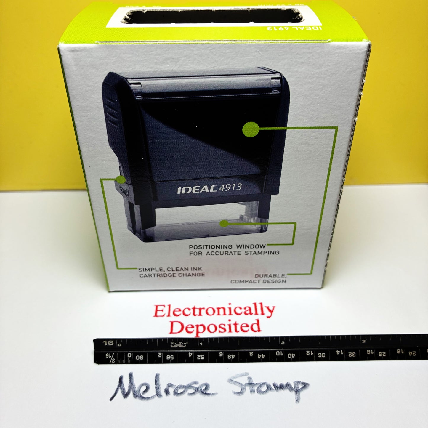 Electronically Deposited Rubber Stamp Red Ink Self Inking Ideal 4913