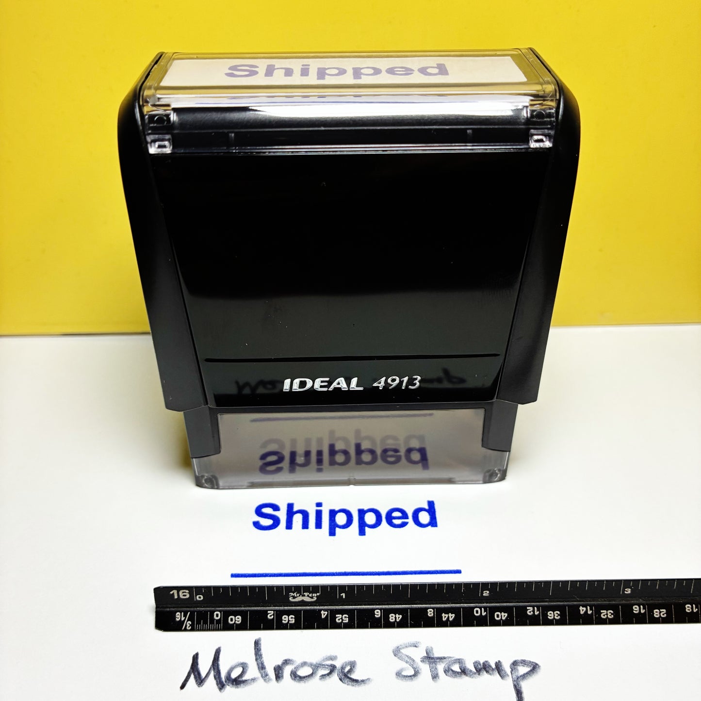 Shipped With Line Rubber Stamp Blue Ink Self Inking Ideal 4913