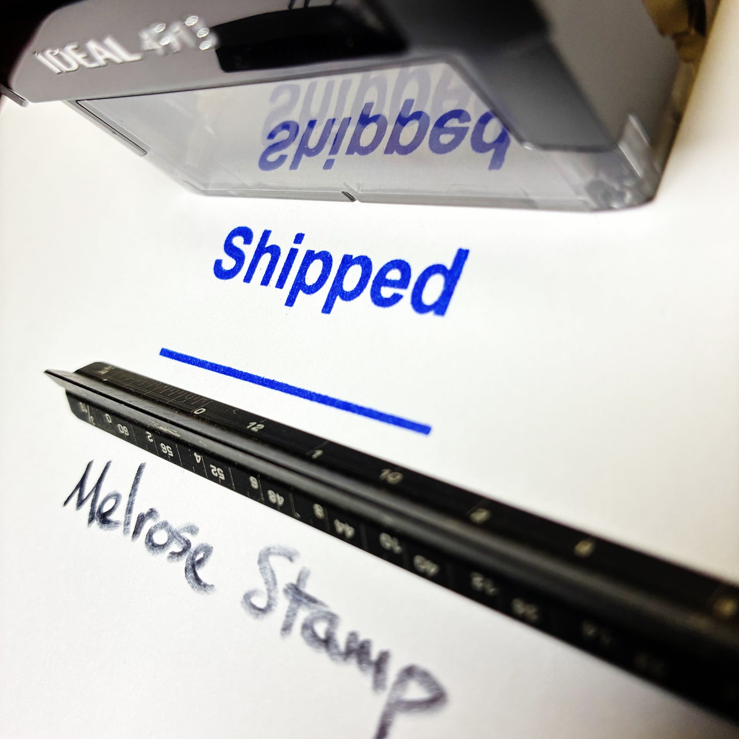 Shipped With Line Rubber Stamp Blue Ink Self Inking Ideal 4913