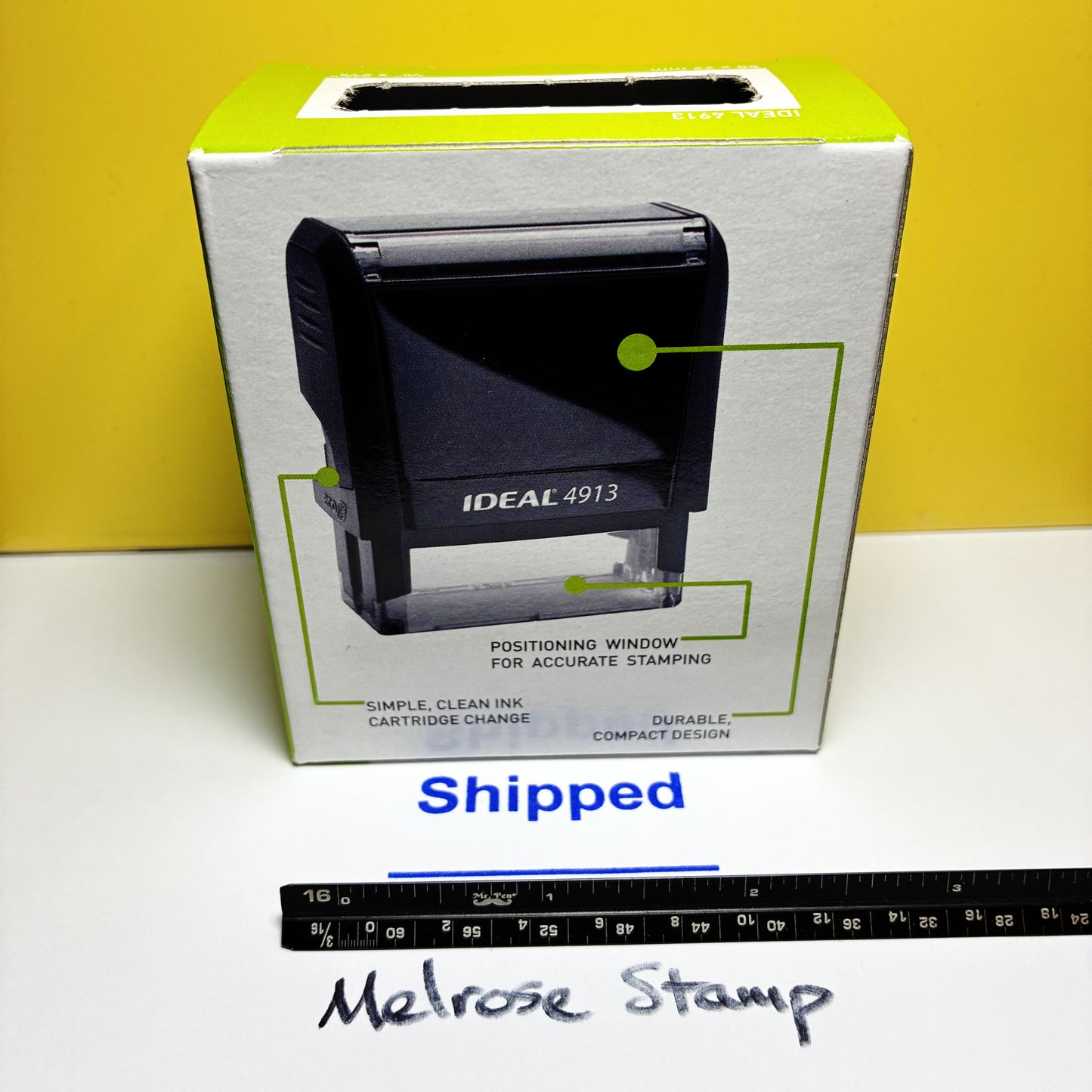 Shipped With Line Rubber Stamp Blue Ink Self Inking Ideal 4913