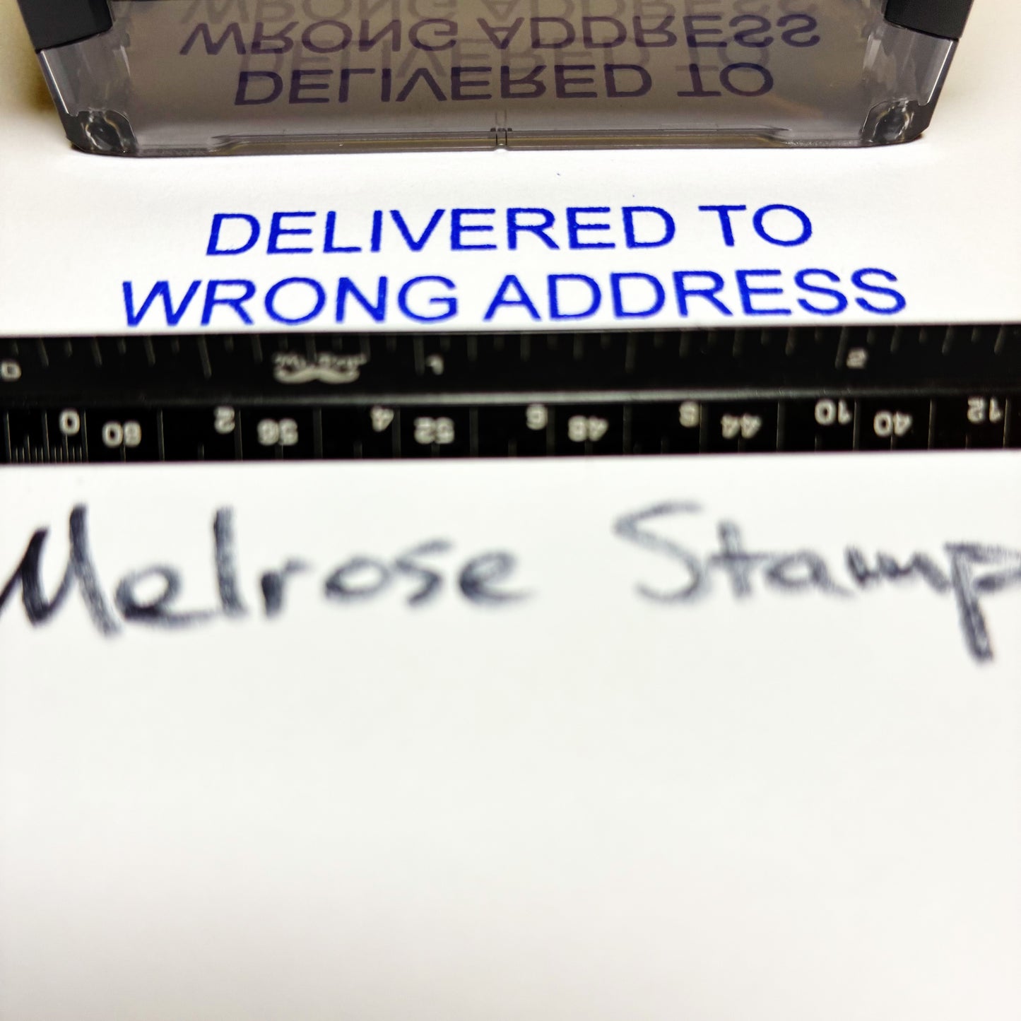 Delivered To Wrong Address Rubber Stamp Blue Ink Self Inking Ideal 4913