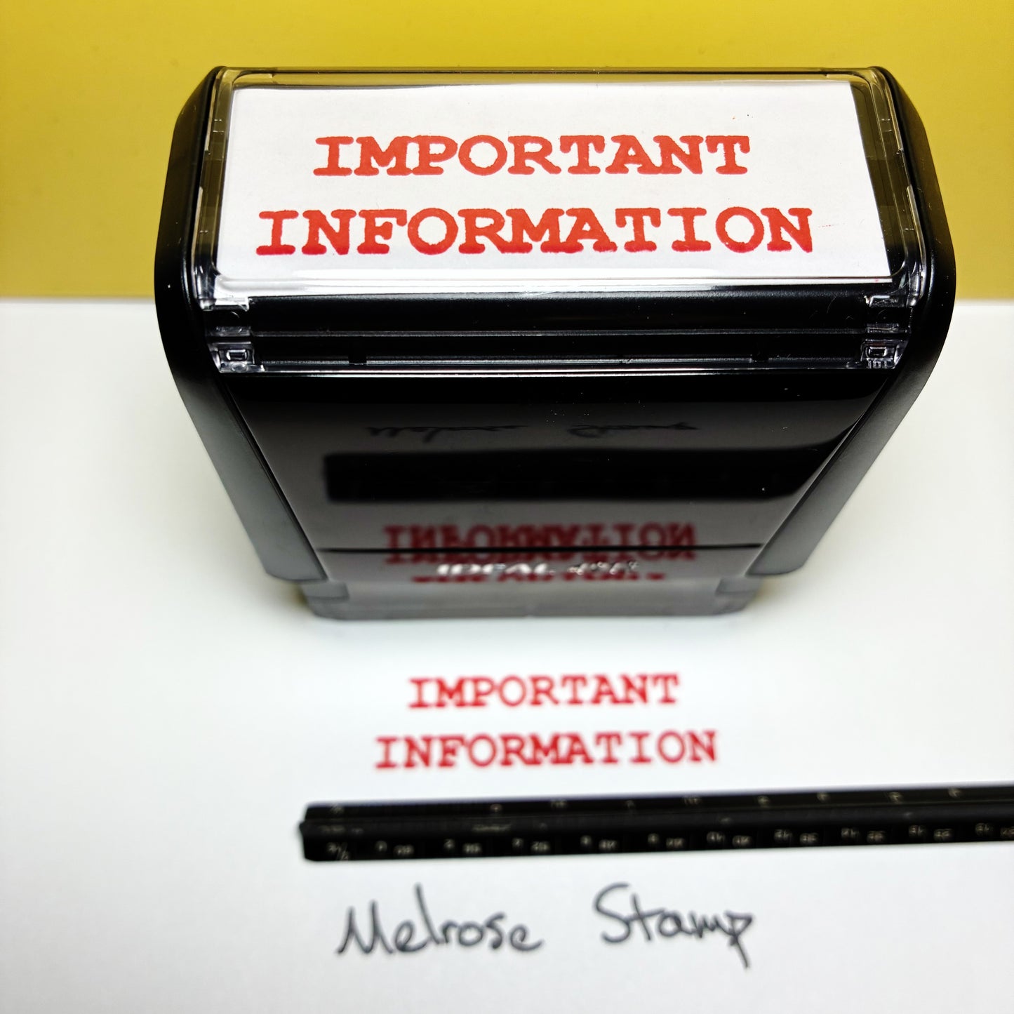 Important Information Rubber Stamp Red Ink Self Inking Ideal 4913