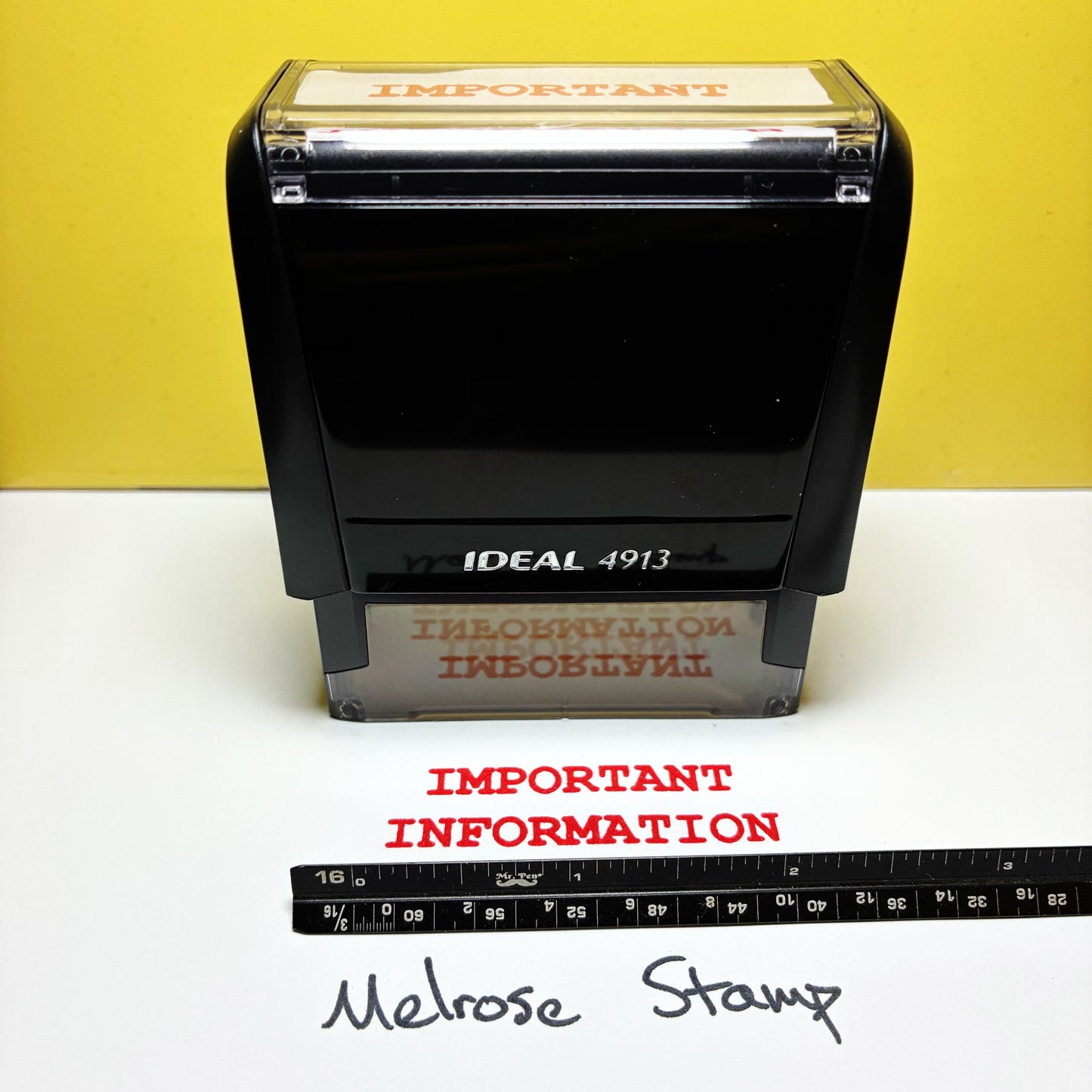 Important Information Rubber Stamp Red Ink Self Inking Ideal 4913