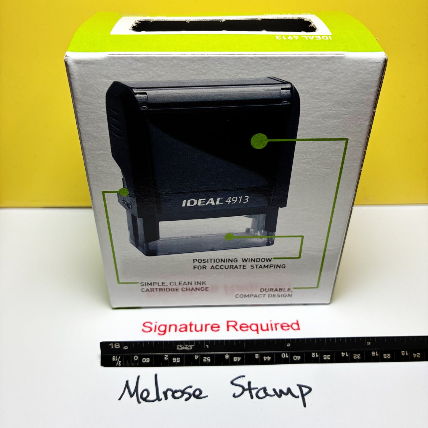 Signature Required Rubber Stamp Red Ink Self Inking Ideal 4913