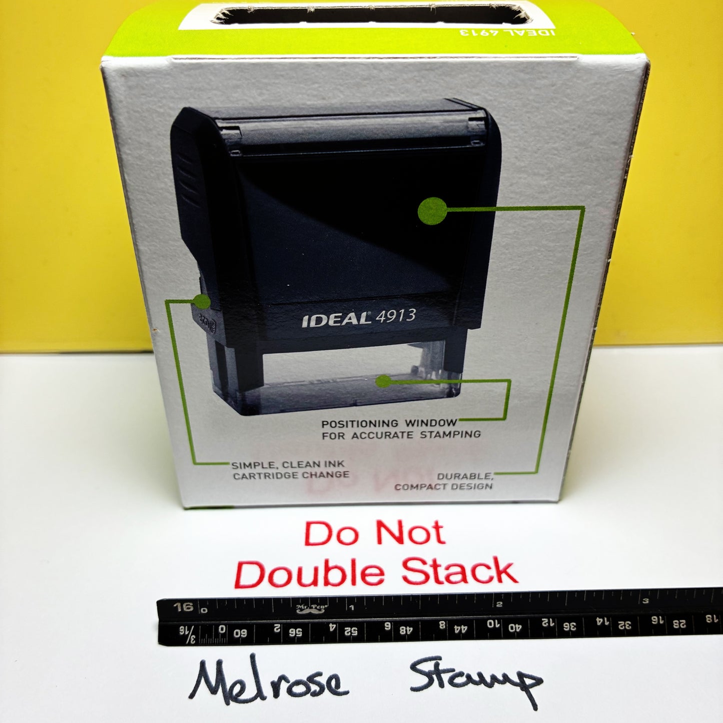 Do Not Double Stack Rubber Stamp Self Inking Red Ink Ideal 4913