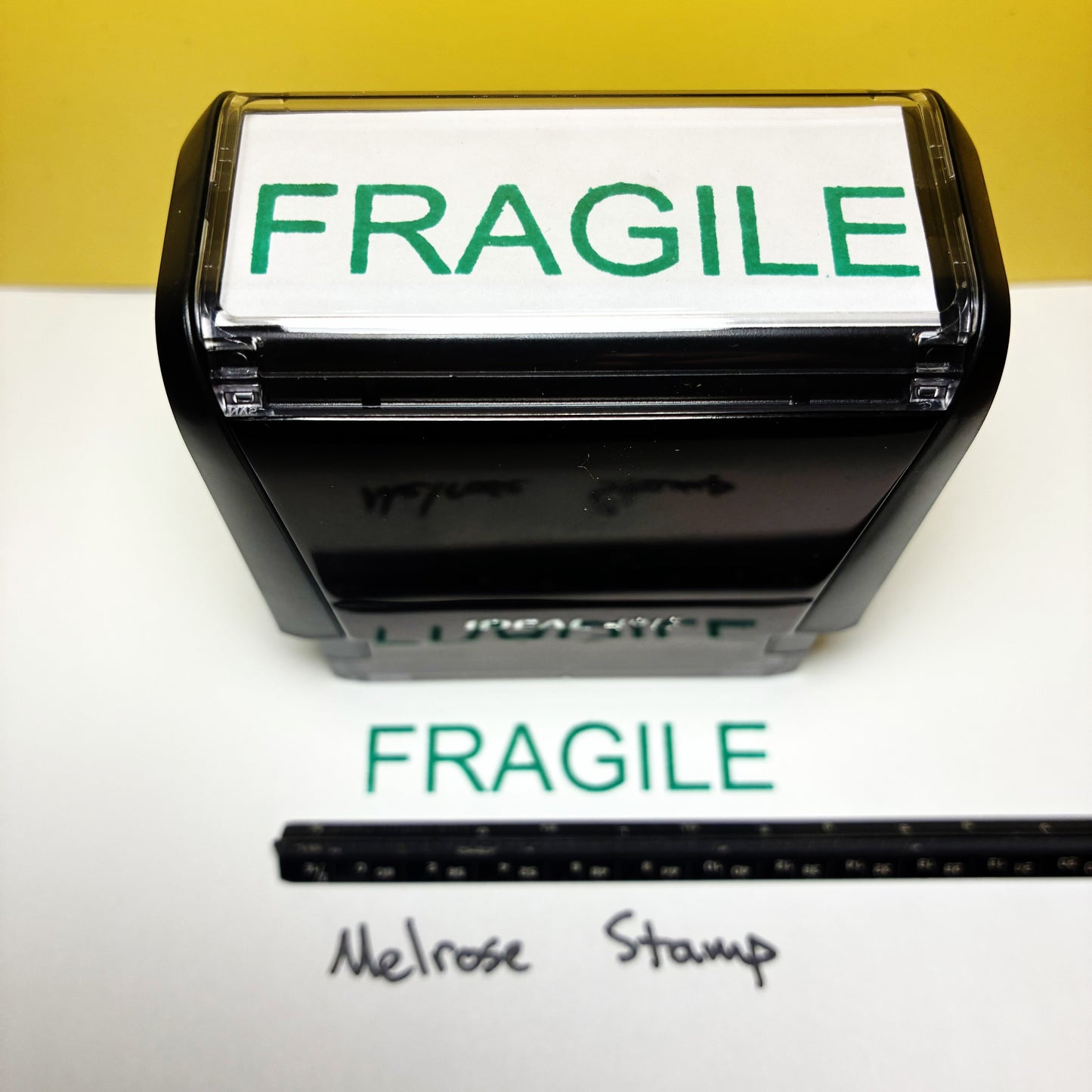 Fragile Rubber Stamp Green Ink Self Inking Ideal 4913