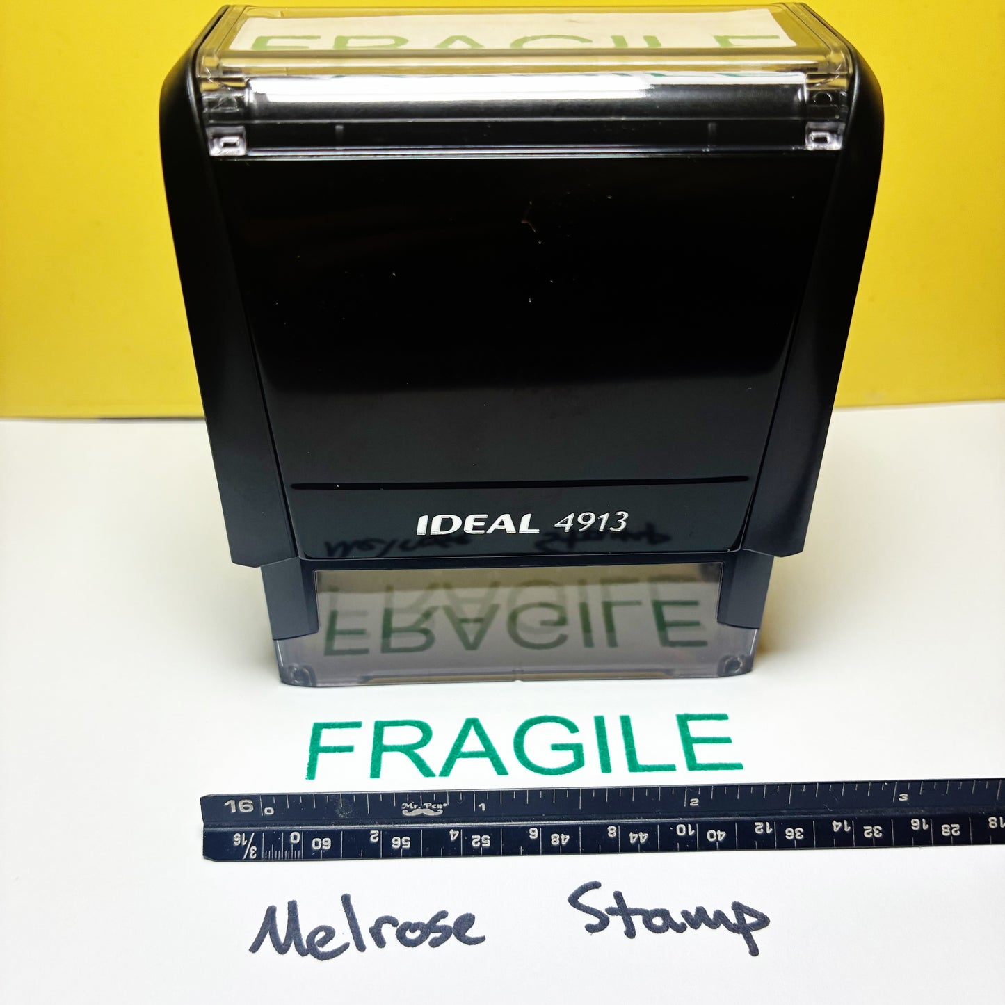 Fragile Rubber Stamp Green Ink Self Inking Ideal 4913