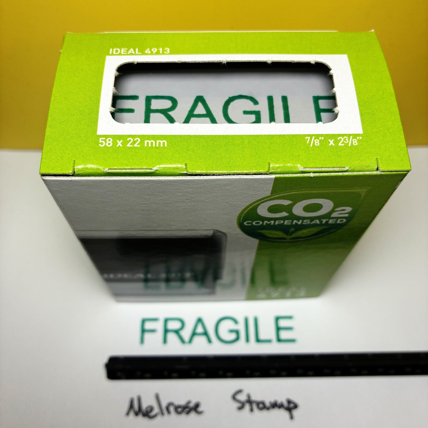 Fragile Rubber Stamp Green Ink Self Inking Ideal 4913