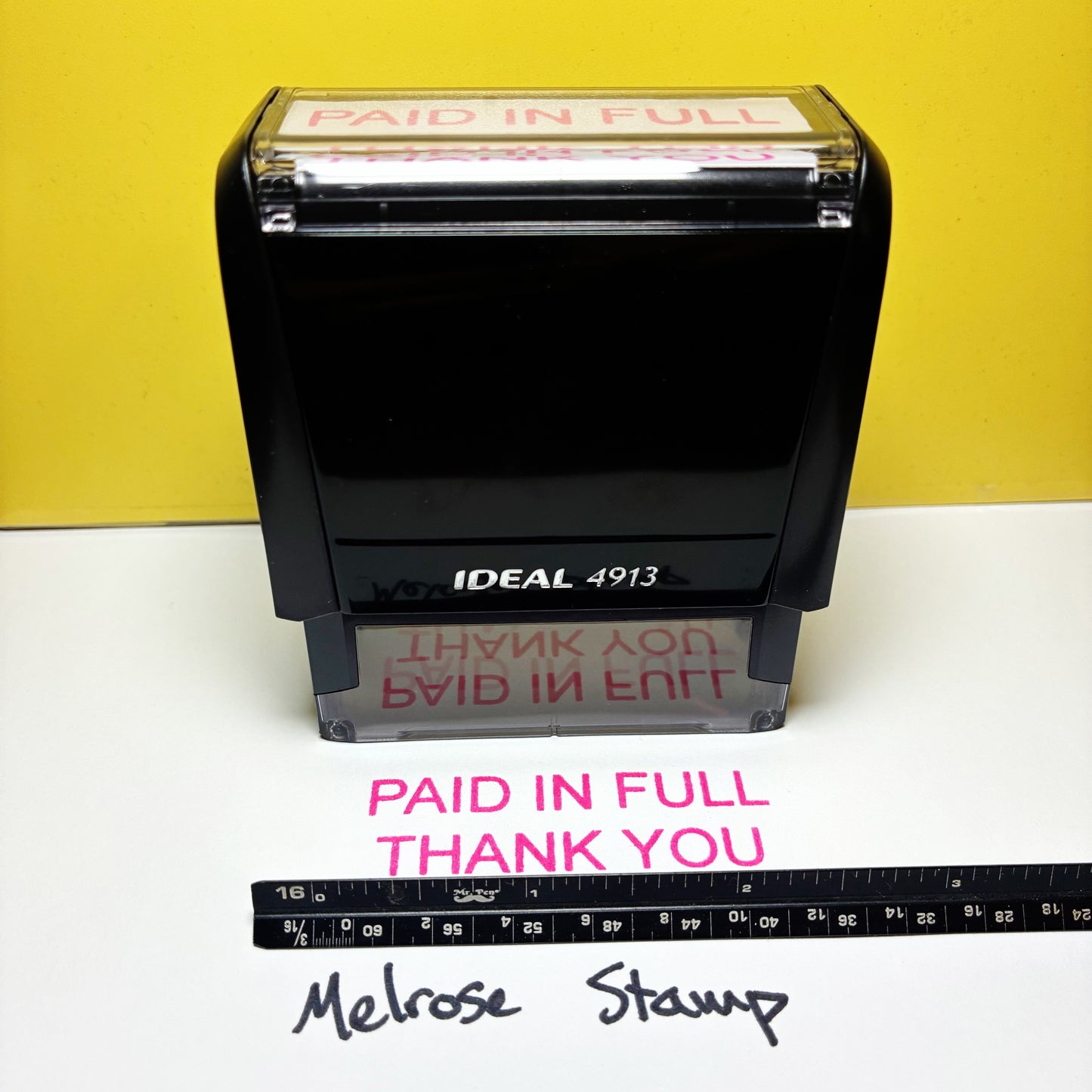 Paid In Full Thank You Rubber Stamp Pink Ink Self Inking Ideal 4913