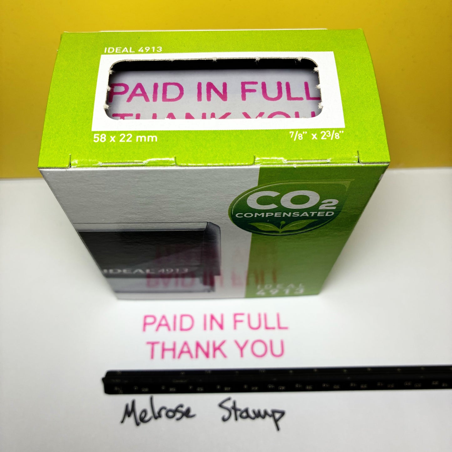 Paid In Full Thank You Rubber Stamp Pink Ink Self Inking Ideal 4913