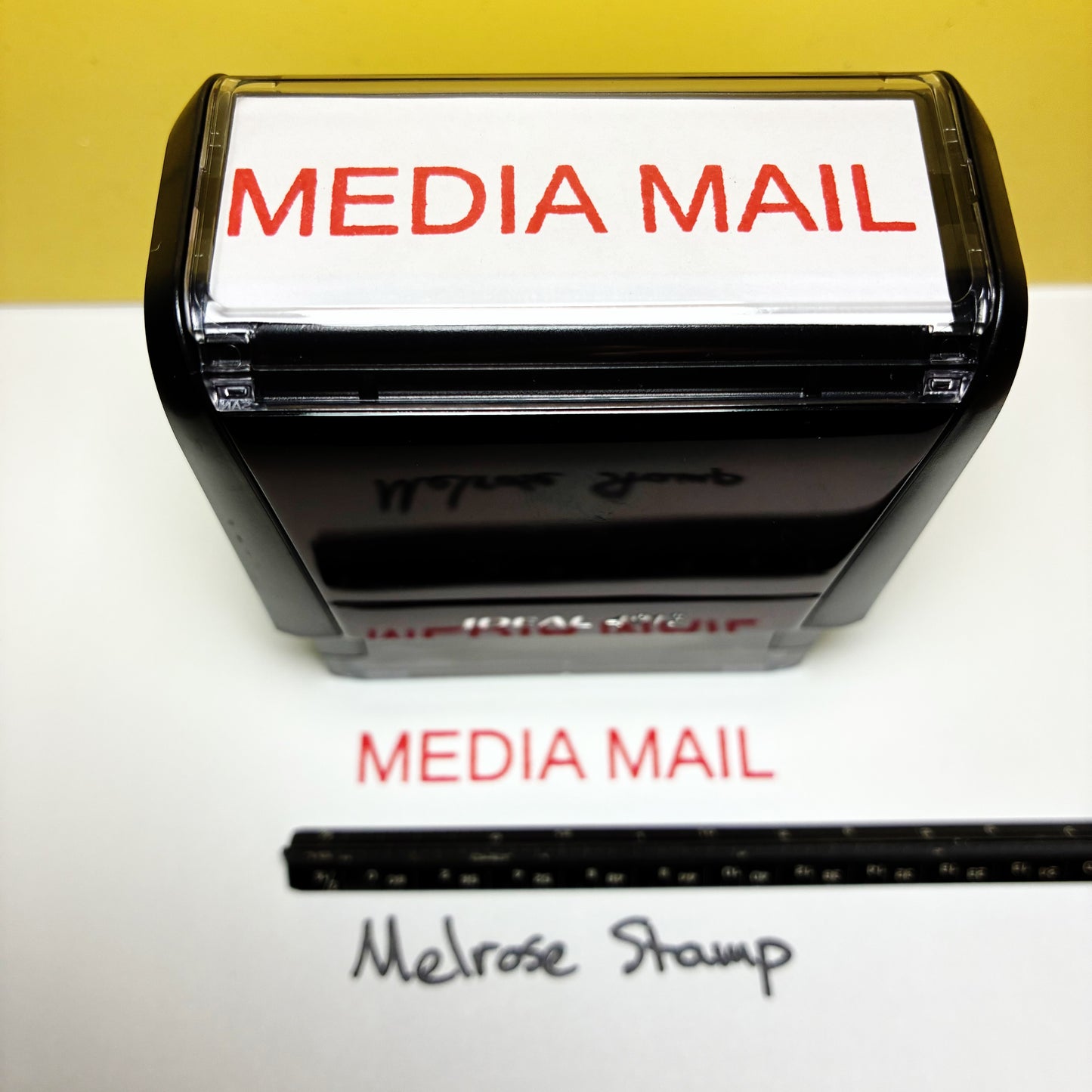 Media Mail Rubber Stamp Red Ink Self Inking Ideal 4913
